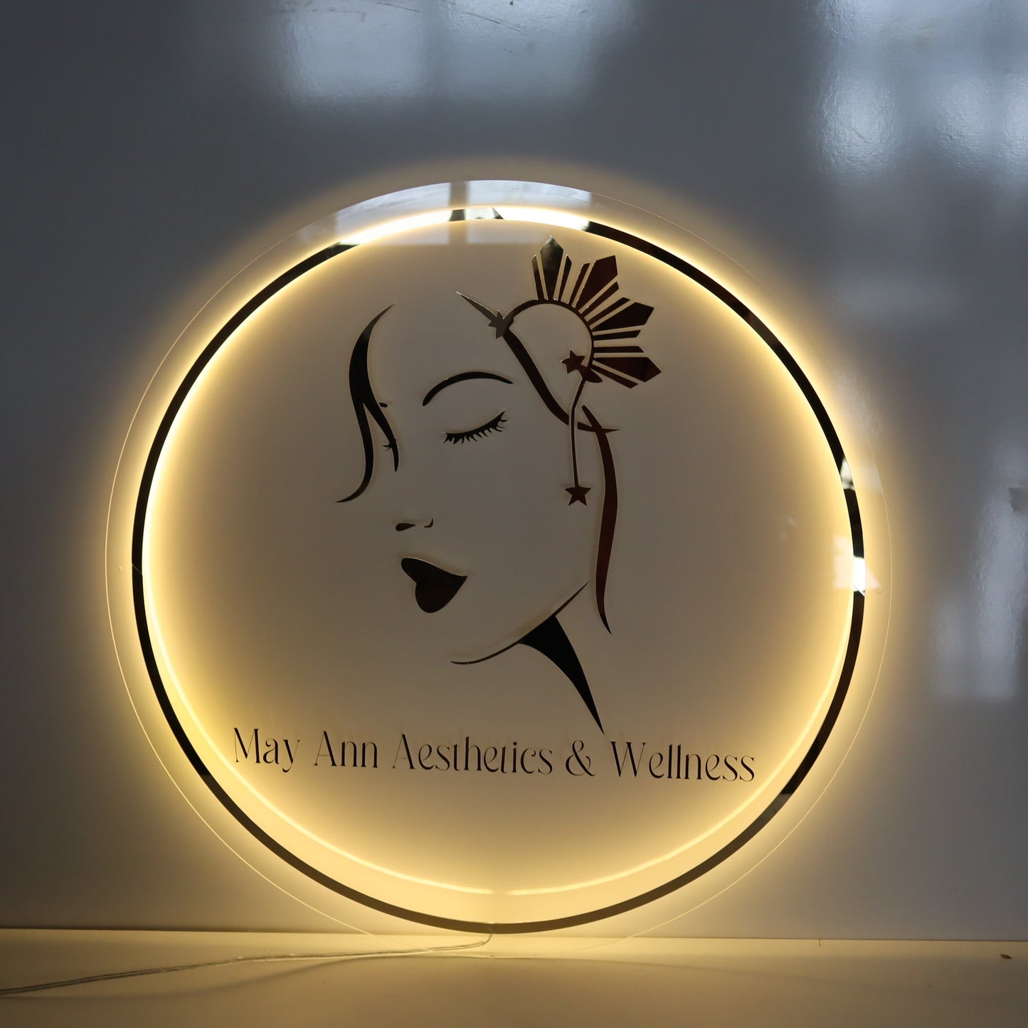 Business Neon Sign | Mirror Neon Sign | Acrylic Custom Logo Decoration