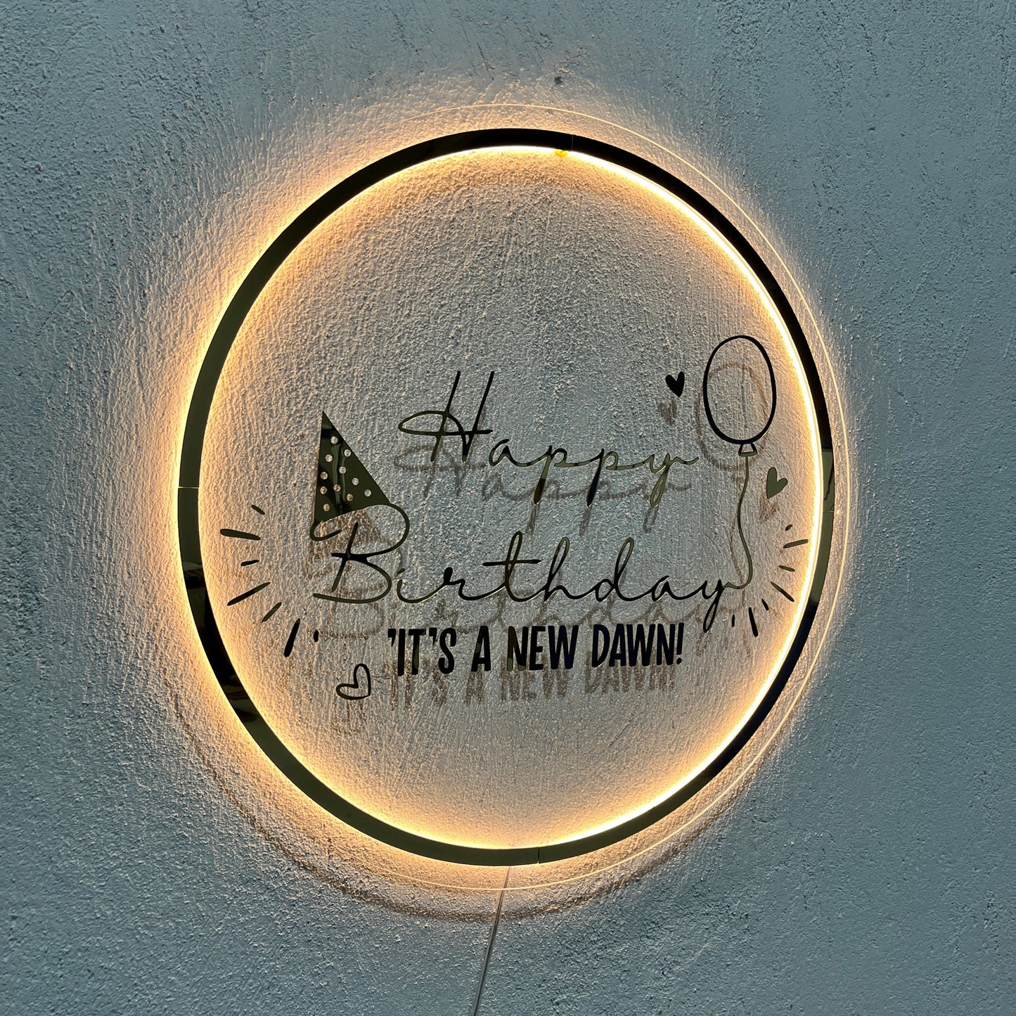 Happy Birthday Neon Sign | Mirror Neon Sign | Acrylic Custom Logo Decoration