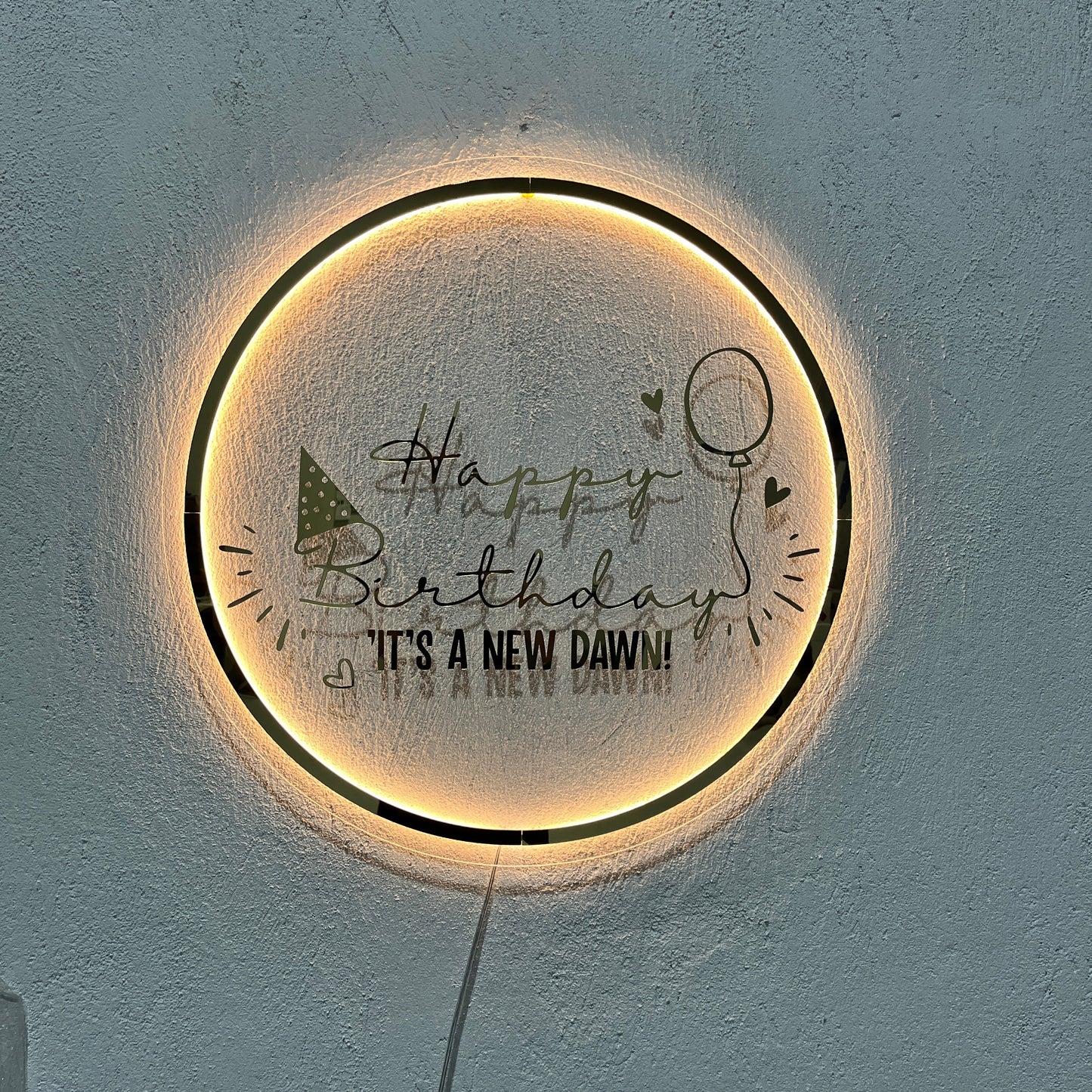 Happy Birthday Neon Sign | Mirror Neon Sign | Acrylic Custom Logo Decoration