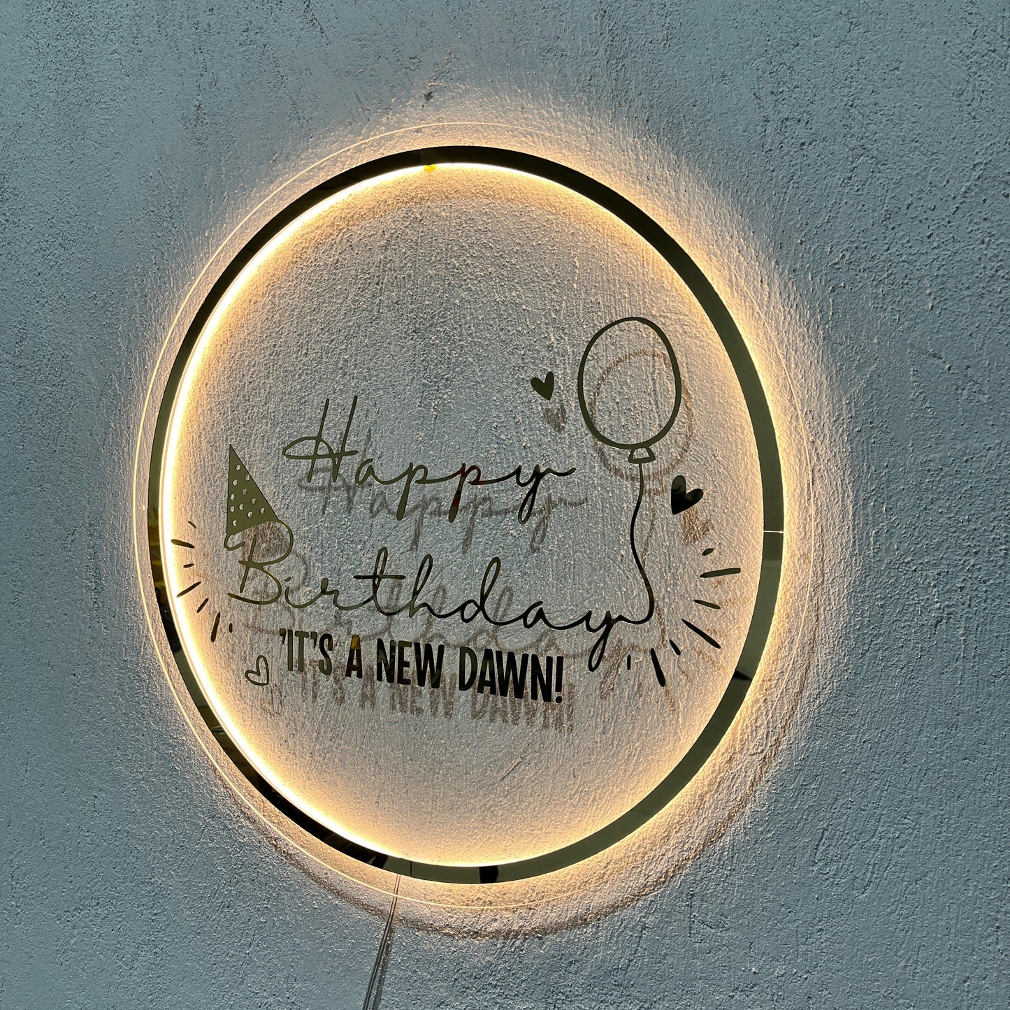 Happy Birthday Neon Sign | Mirror Neon Sign | Acrylic Custom Logo Decoration