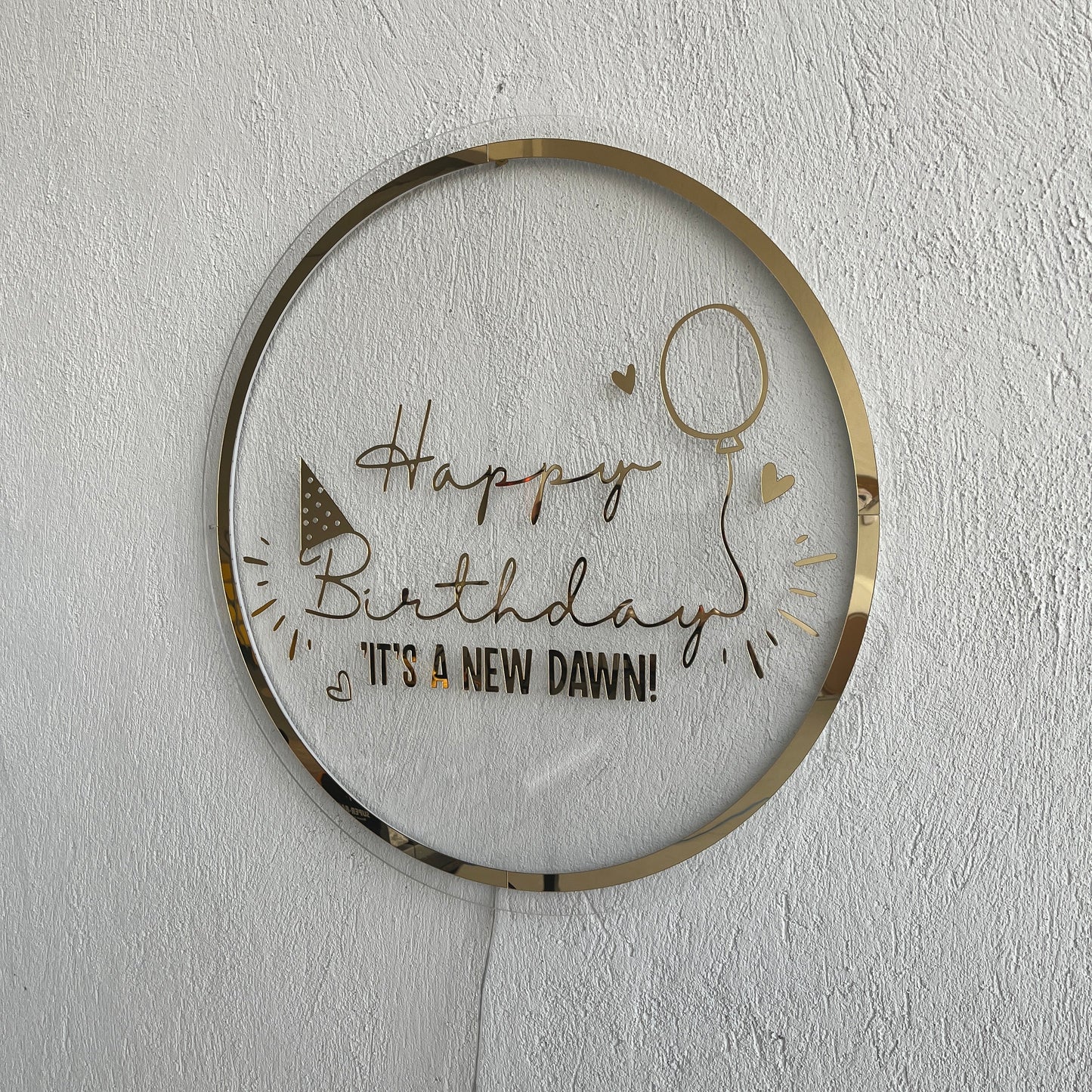 Happy Birthday Neon Sign | Mirror Neon Sign | Acrylic Custom Logo Decoration