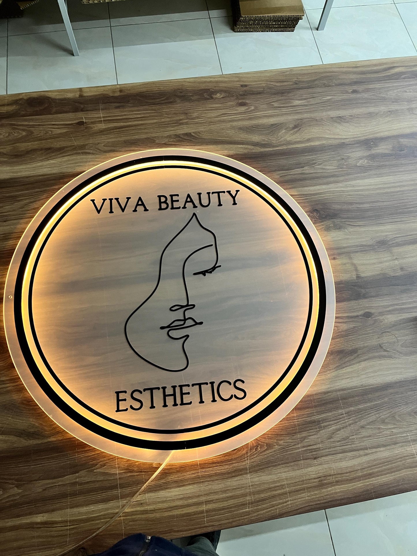 Custom Neon Sign For Business Decor | Frosted Acrylic Gold Mirror