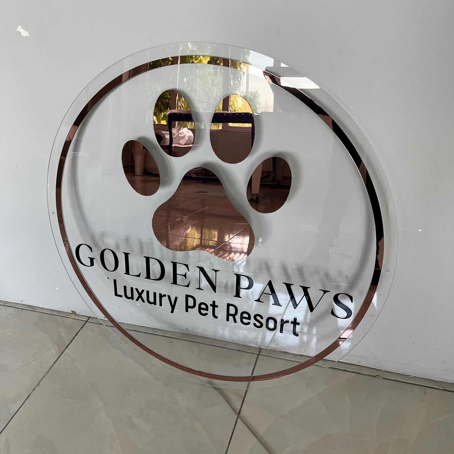 Custom Neon Sign For Business Decor | Acrylic Gold Mirror |