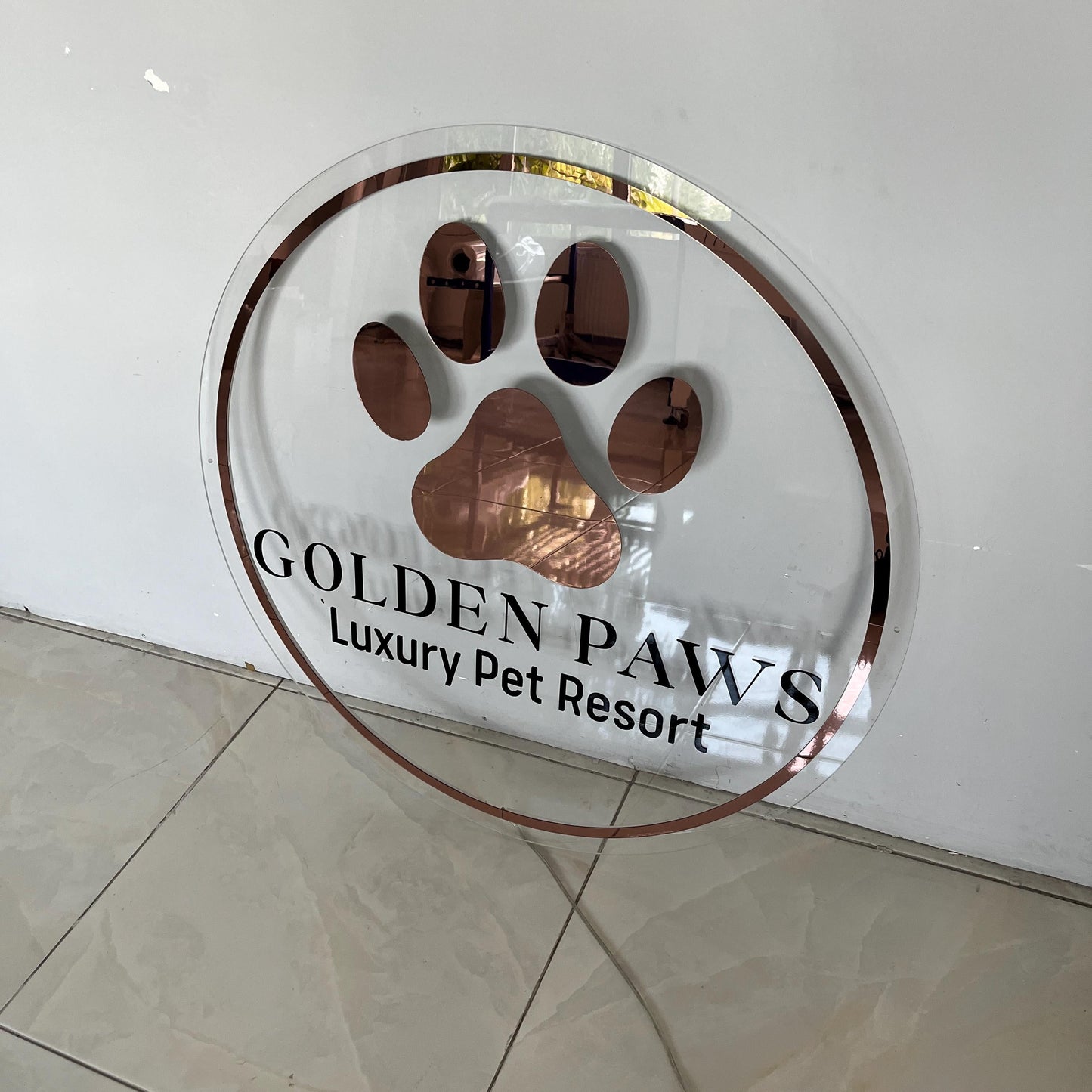 Custom Neon Sign For Business Decor | Acrylic Gold Mirror |