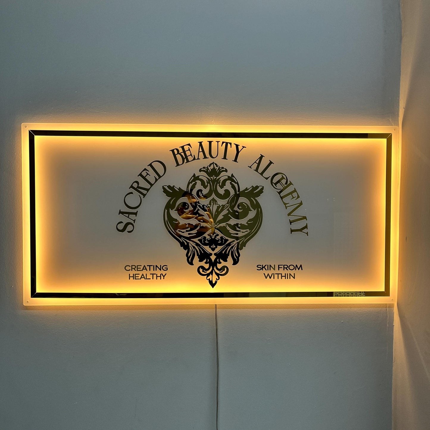 Rectangle Custom Neon Sign For Business Decor | Frosted Acrylic Sign