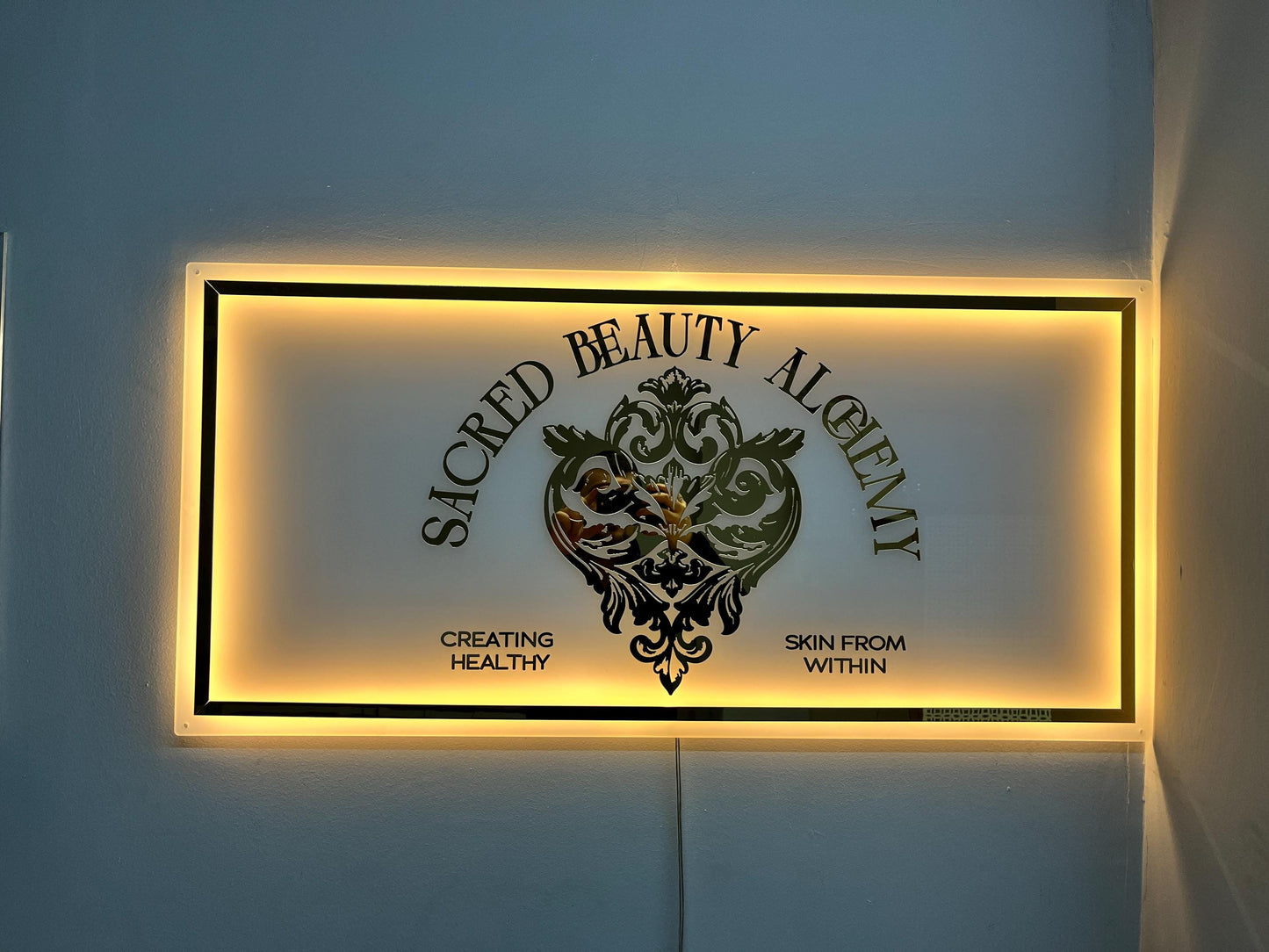 Rectangle Custom Neon Sign For Business Decor | Frosted Acrylic Sign