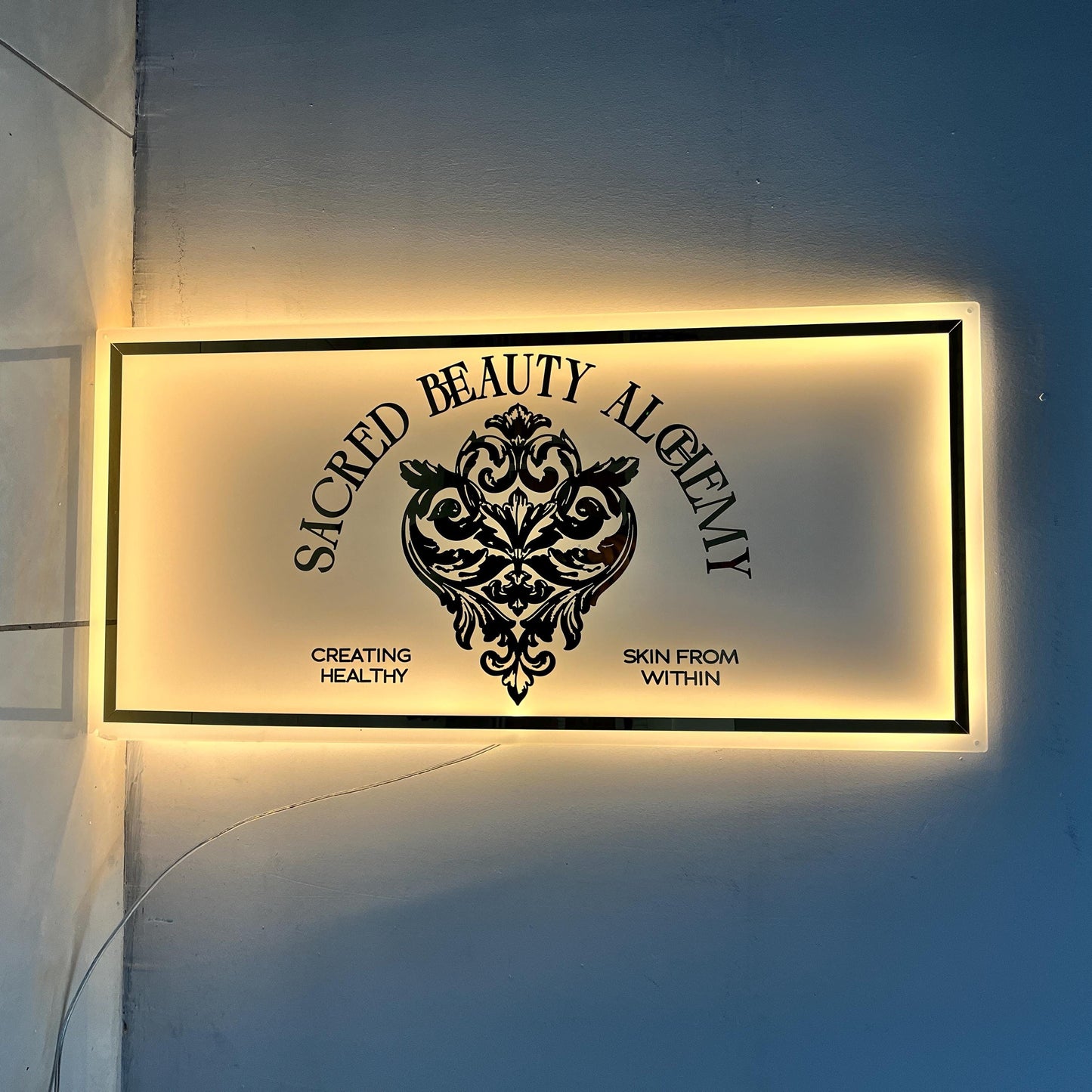 Rectangle Custom Neon Sign For Business Decor | Frosted Acrylic Sign