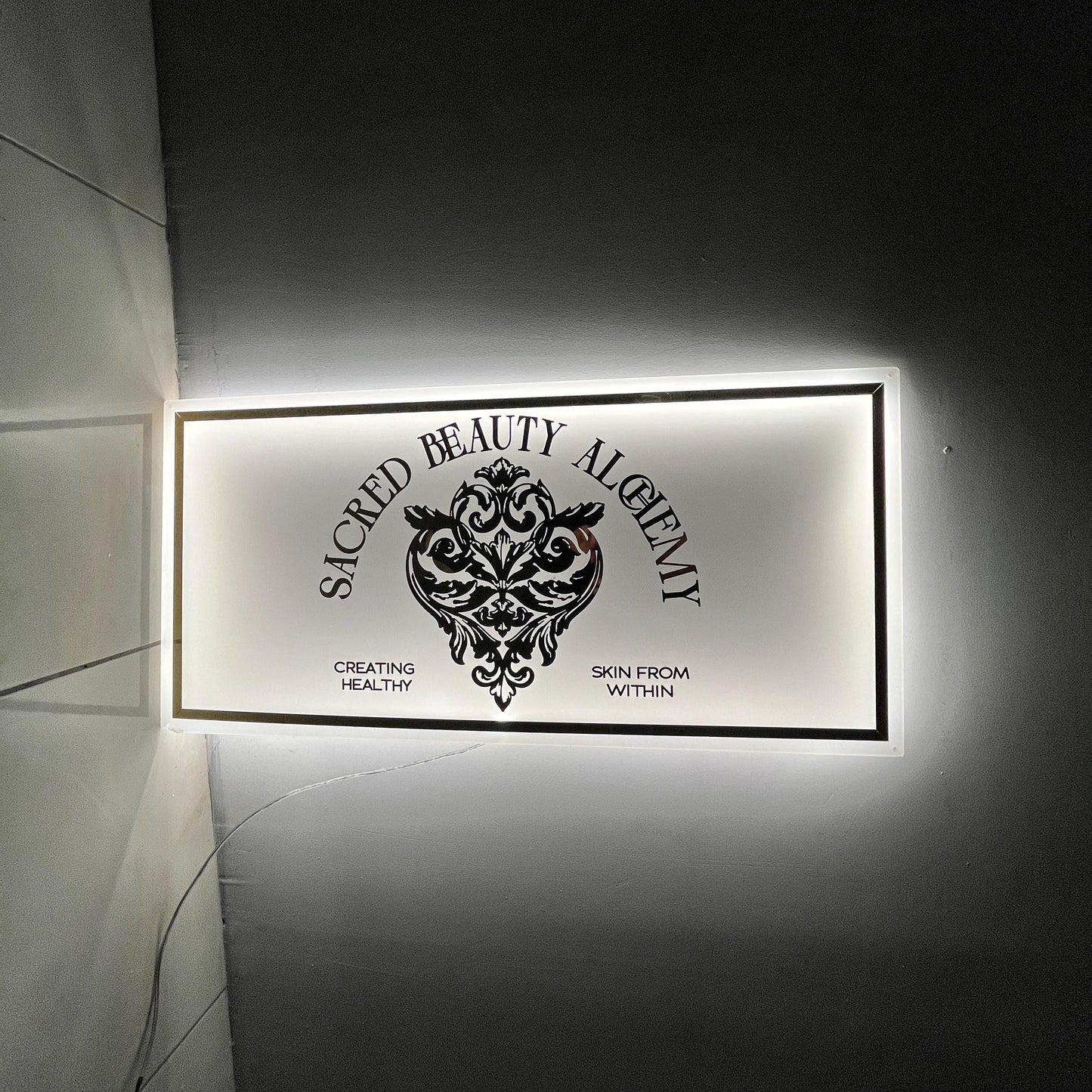 Rectangle Custom Neon Sign For Business Decor | Frosted Acrylic Sign