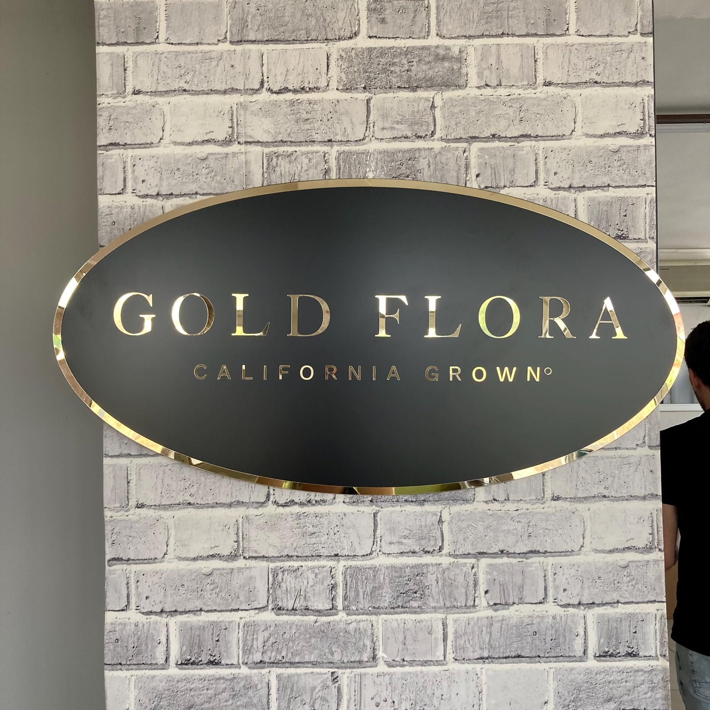 Custom Oval Sign For Business Decor | Black Background Mirror Sign