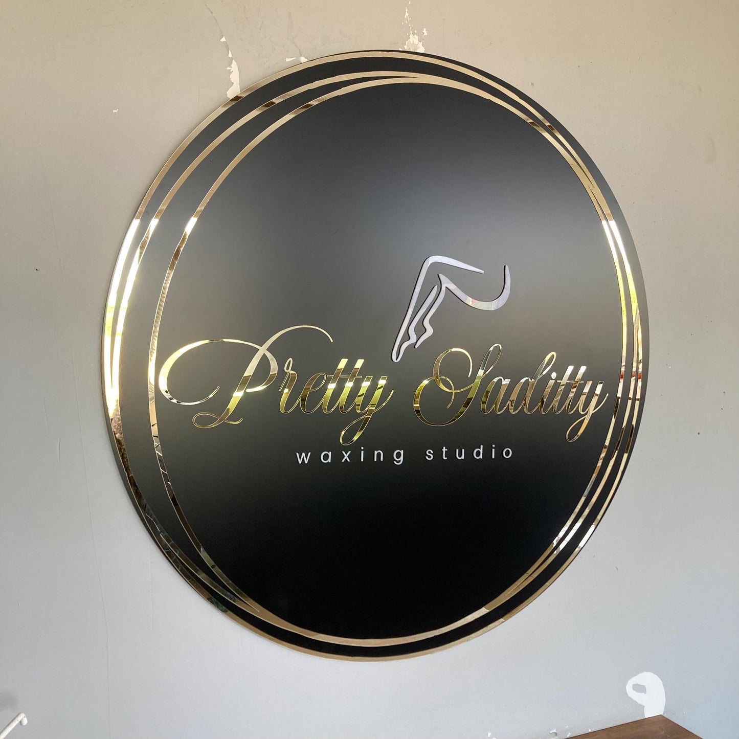Custom Oval Sign For Business Decor | Black Background Mirror Sign