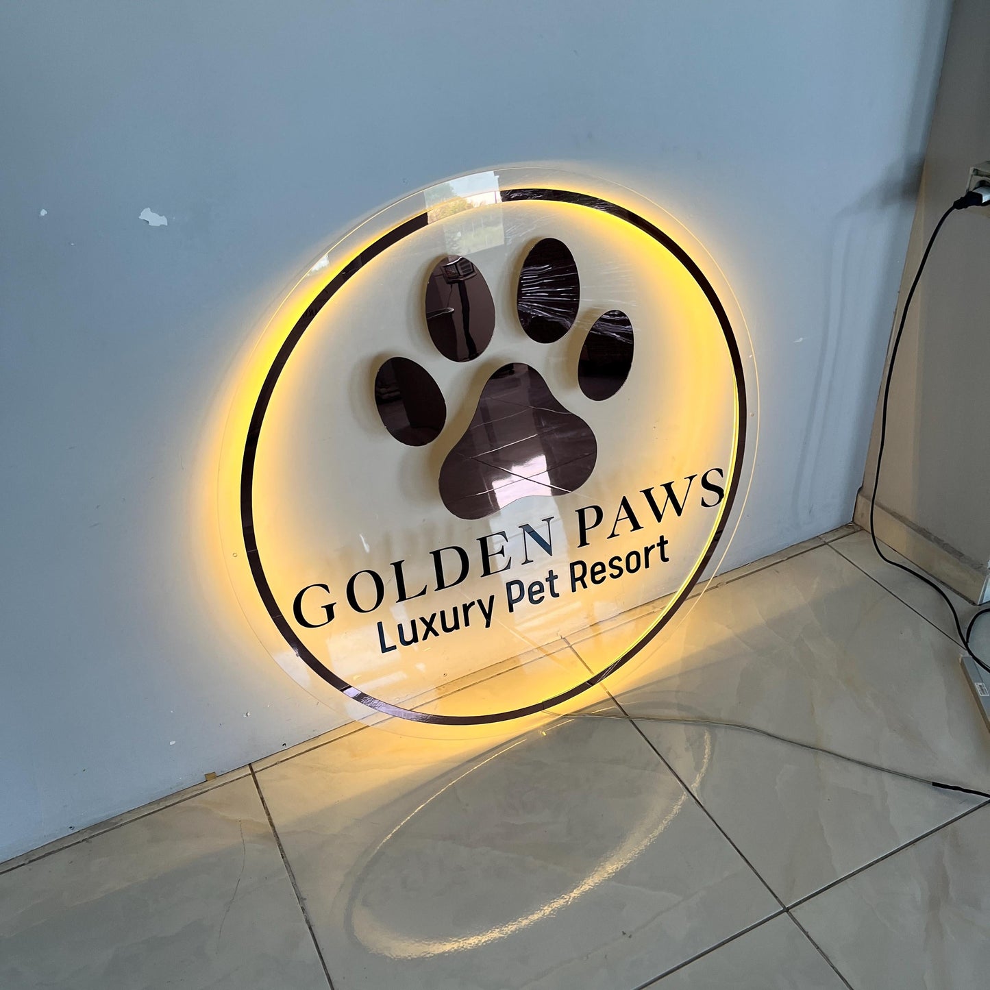 Custom Neon Sign For Business Decor | Acrylic Gold Mirror |