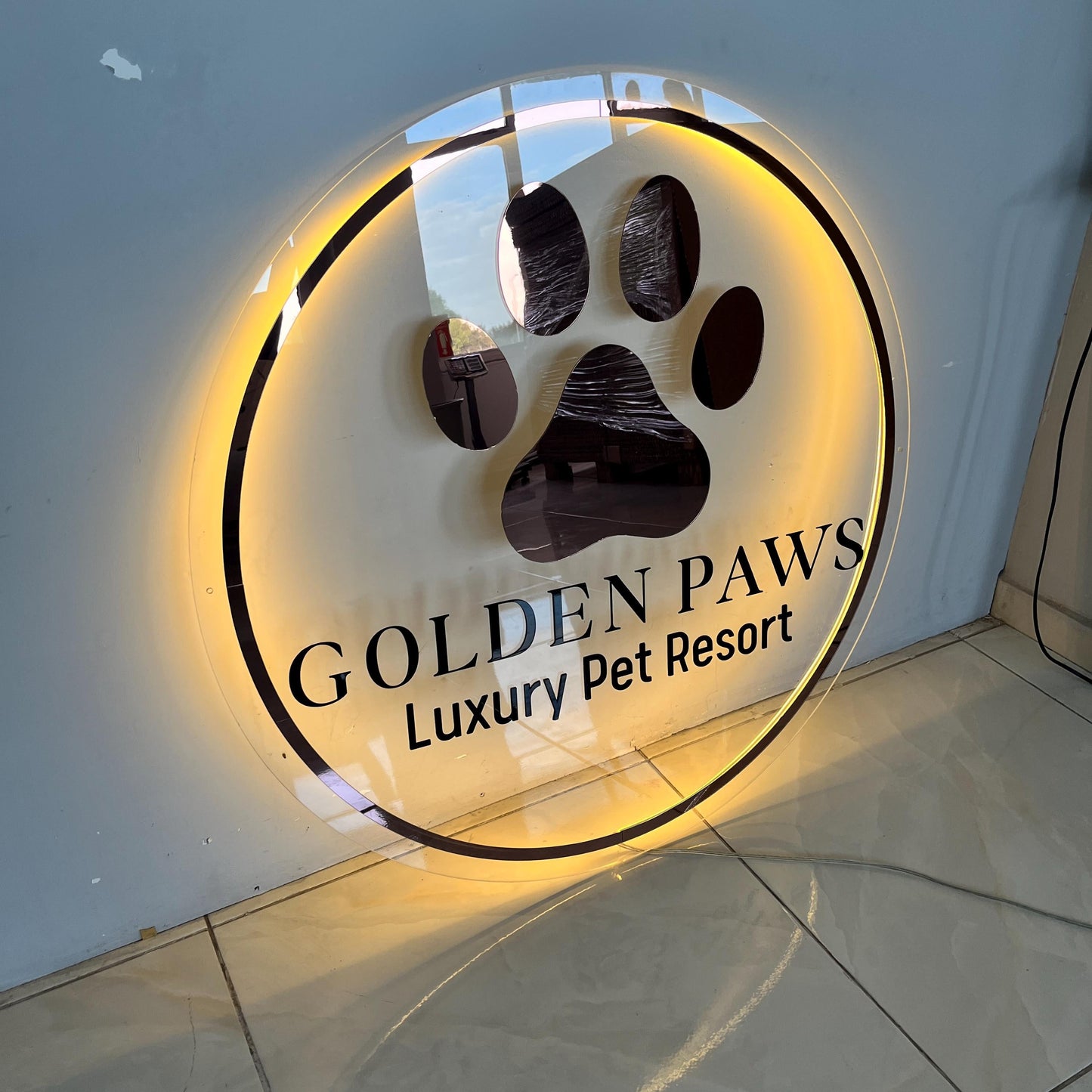 Custom Neon Sign For Business Decor | Acrylic Gold Mirror |