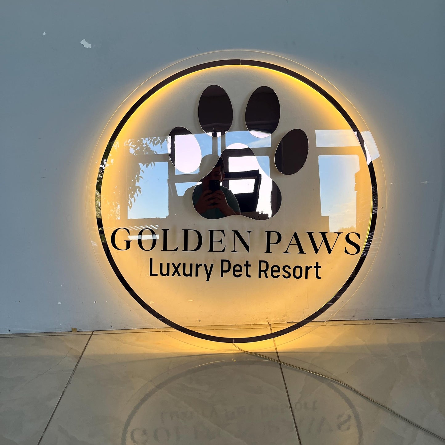 Custom Neon Sign For Business Decor | Acrylic Gold Mirror |