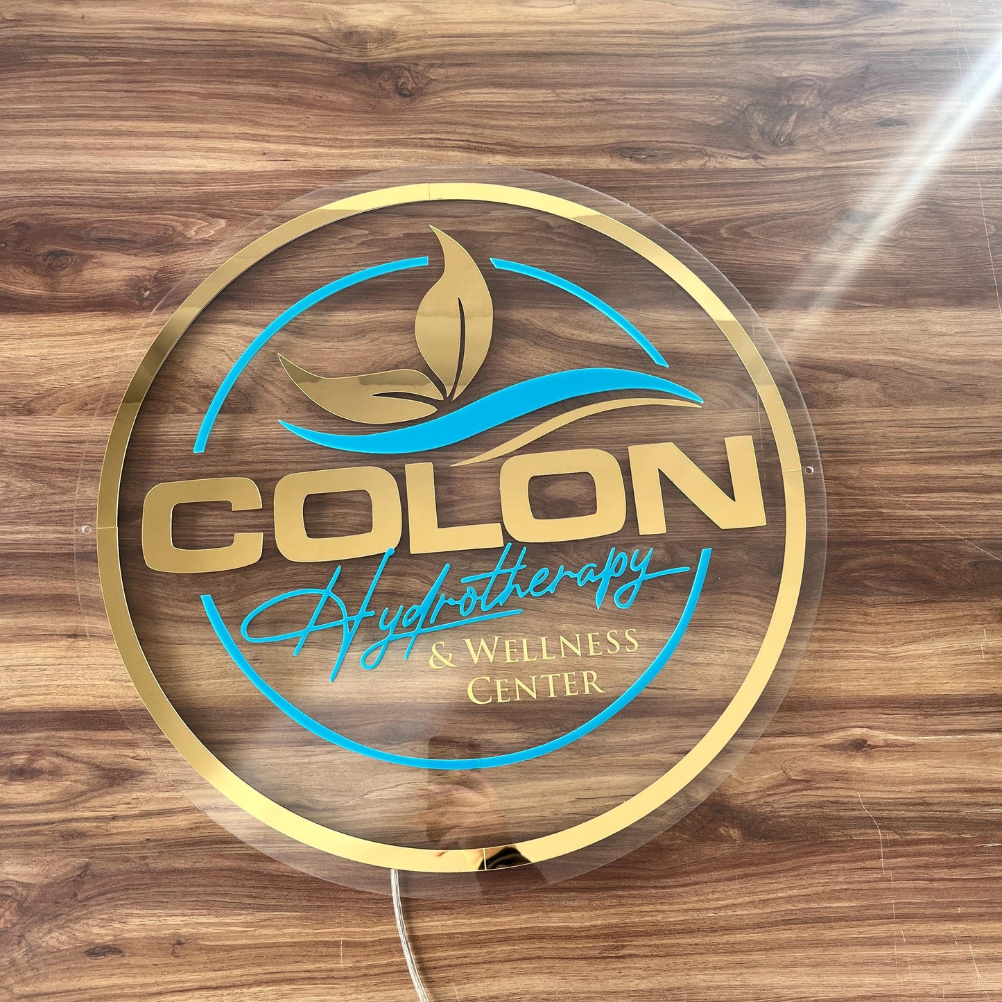 Custom Neon Sign For Business Decor | Clear Acrylic Gold Mirror Sign