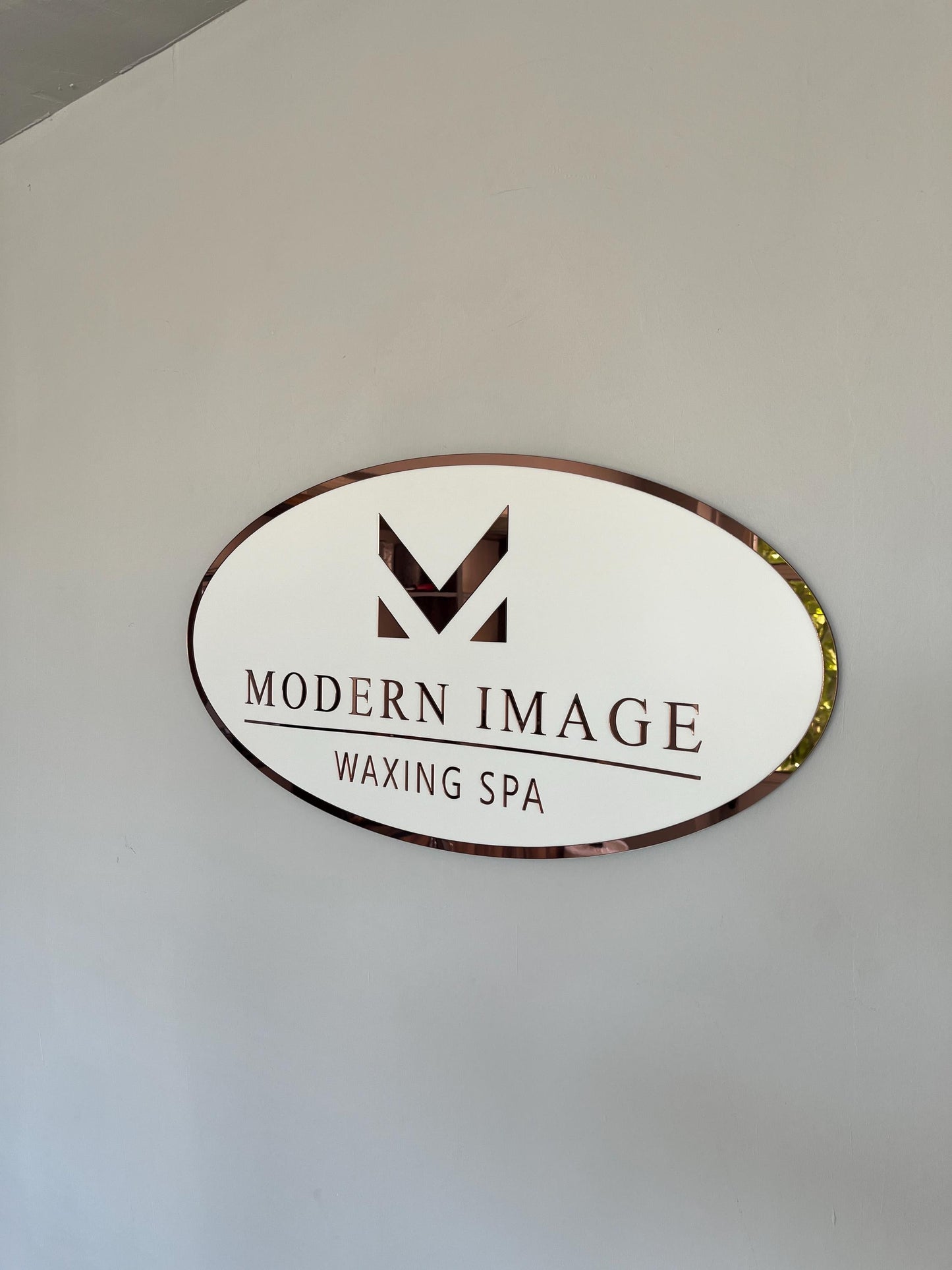 Custom Oval Sign For Business Decor | White Background Mirror Sign
