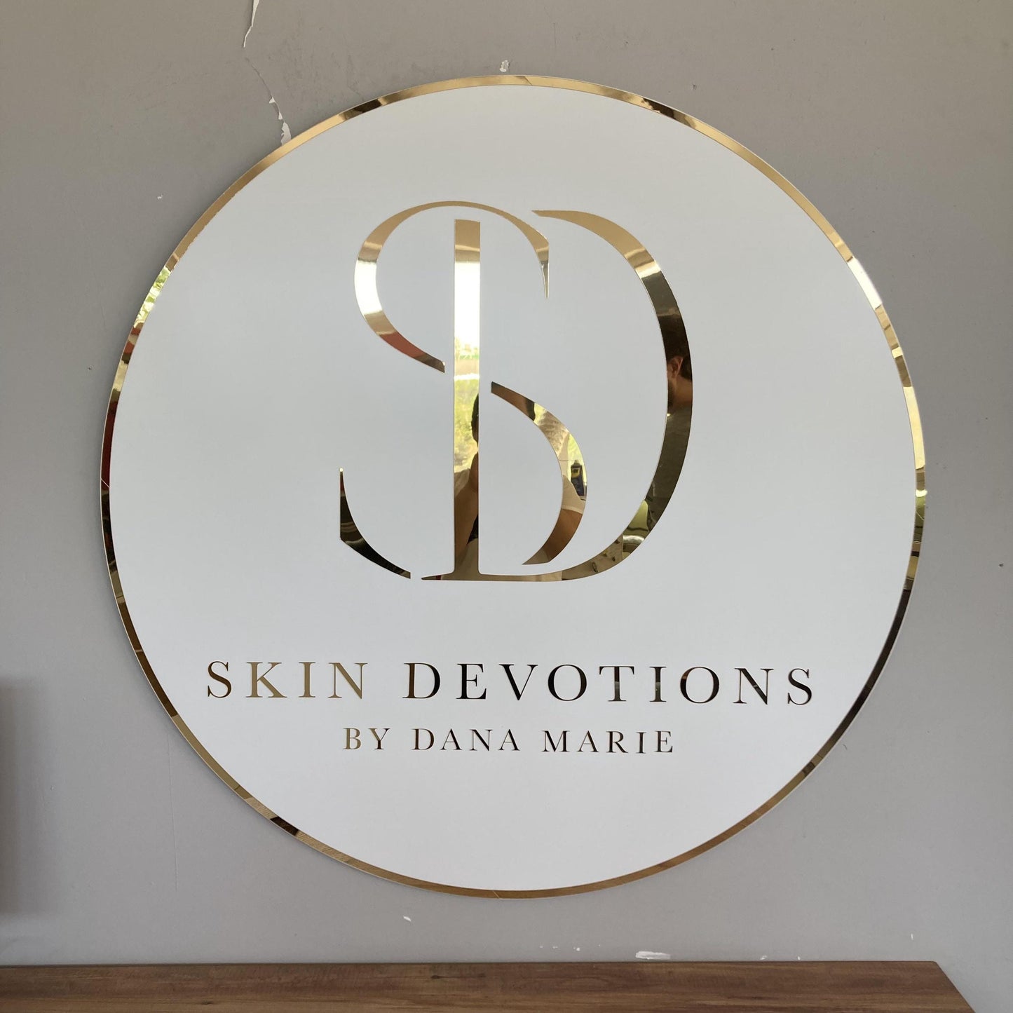 Business Round Mirror Logo Sign, Custom 3D Acrylic Sign, Modern Office Wall Decor, Personalized Company Logo, Reception Desk Sign