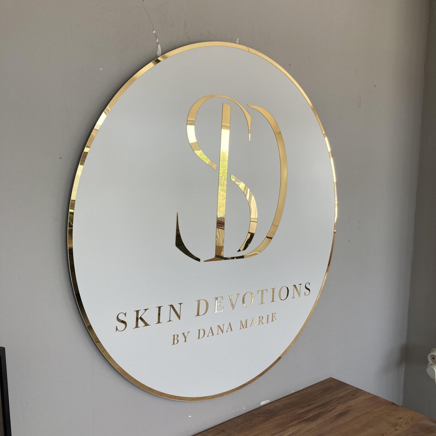 Business Round Mirror Logo Sign, Custom 3D Acrylic Sign, Modern Office Wall Decor, Personalized Company Logo, Reception Desk Sign