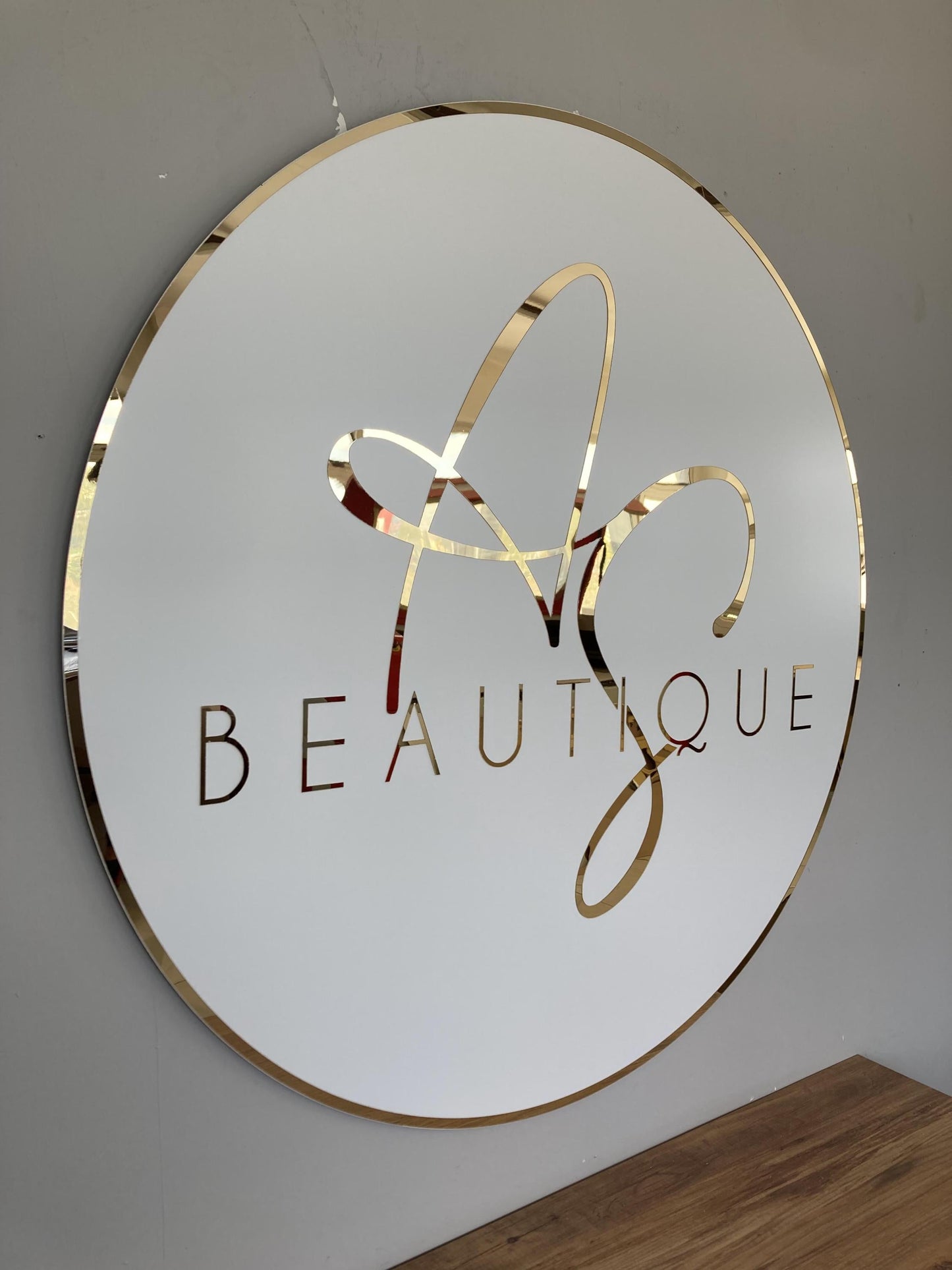Business Round Mirror Logo Sign, Custom 3D Acrylic Sign, Modern Office Wall Decor, Personalized Company Logo, Reception Desk Sign