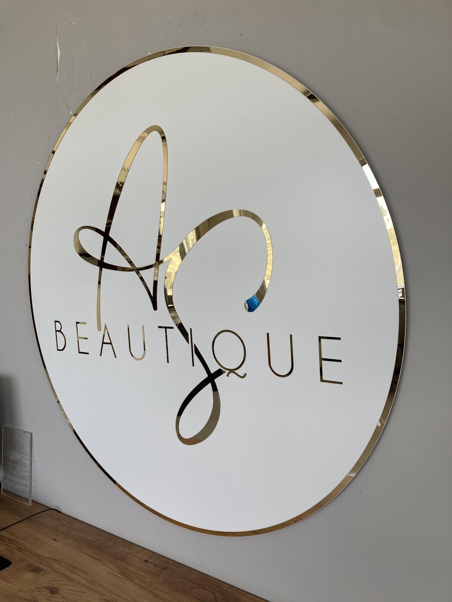 Business Round Mirror Logo Sign, Custom 3D Acrylic Sign, Modern Office Wall Decor, Personalized Company Logo, Reception Desk Sign