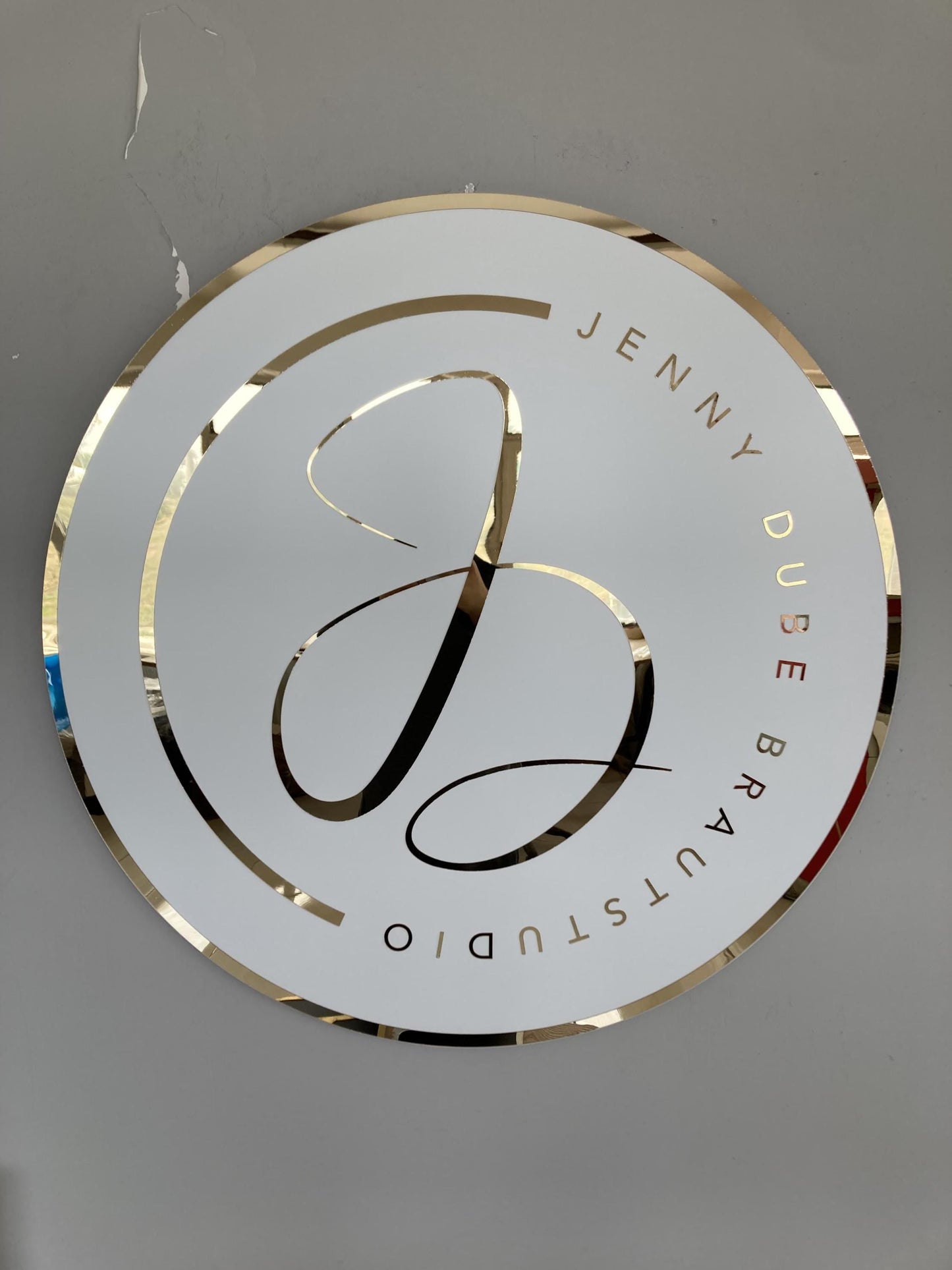 Business Round Mirror Logo Sign, Custom 3D Acrylic Sign, Modern Office Wall Decor, Personalized Company Logo, Reception Desk Sign