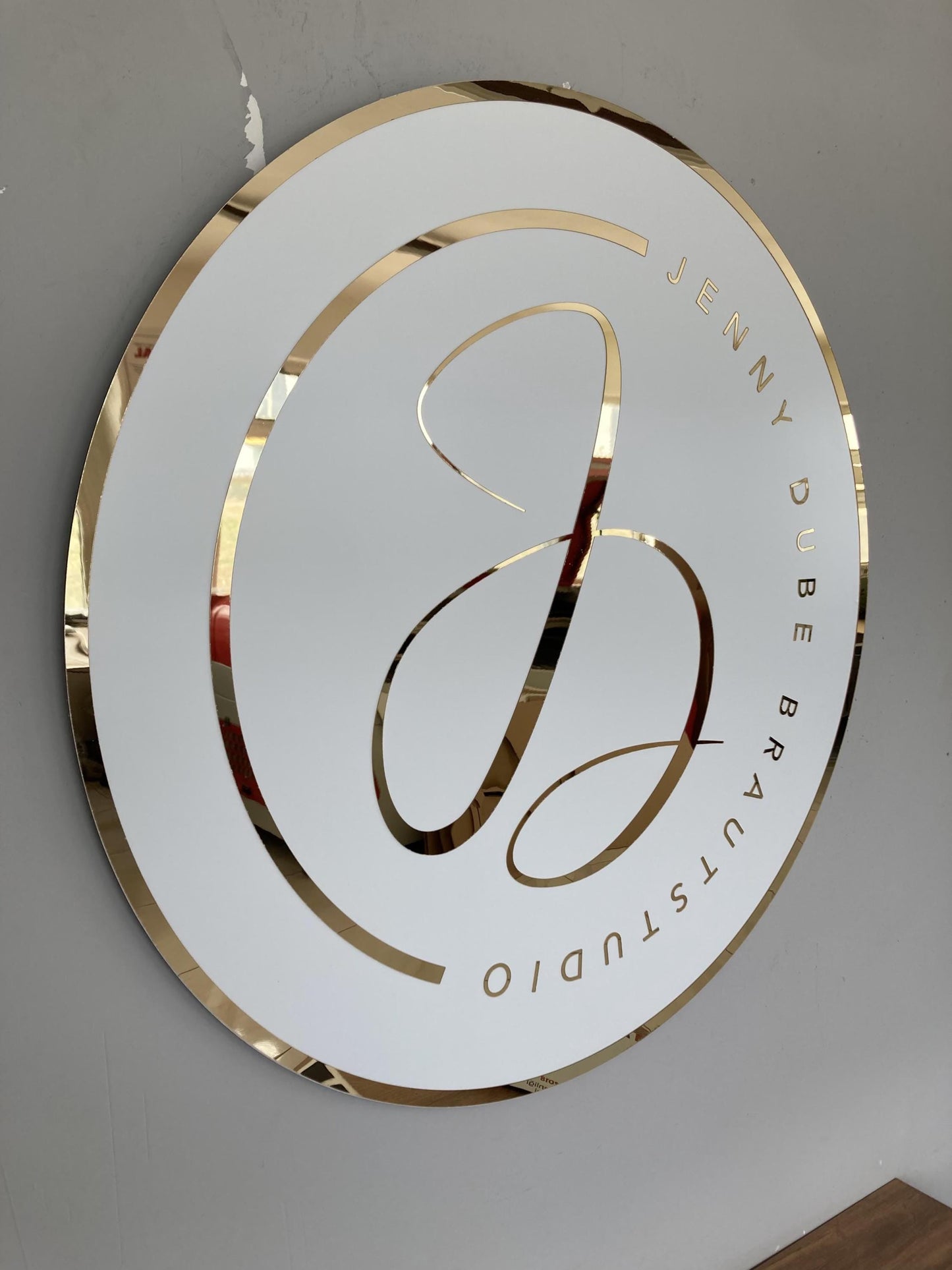 Business Round Mirror Logo Sign, Custom 3D Acrylic Sign, Modern Office Wall Decor, Personalized Company Logo, Reception Desk Sign