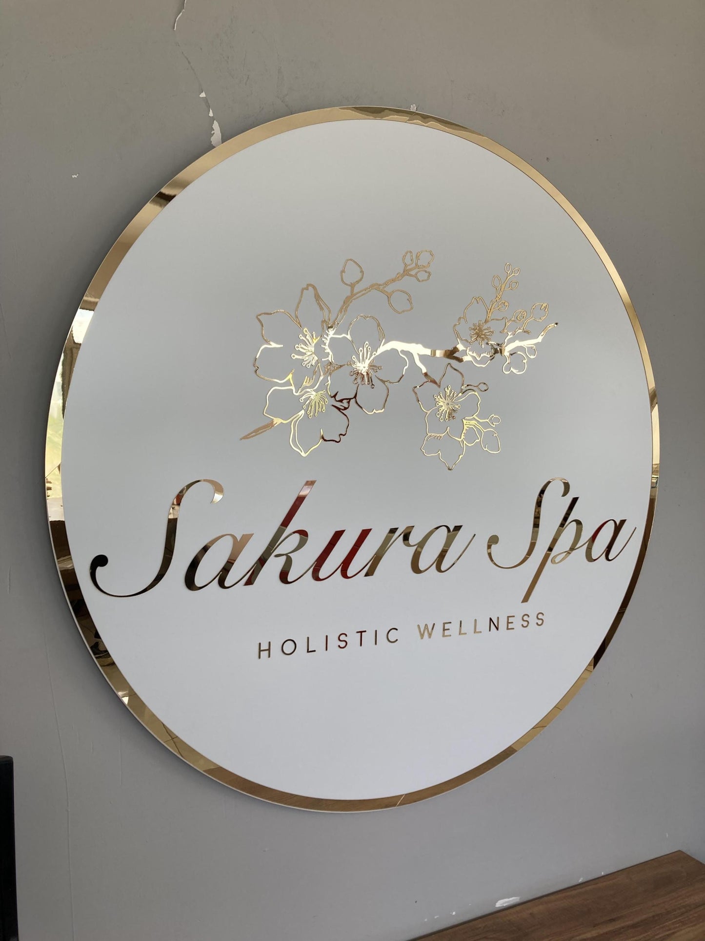 Business Round Mirror Logo Sign, Custom 3D Acrylic Sign, Modern Office Wall Decor, Personalized Company Logo, Reception Desk Sign