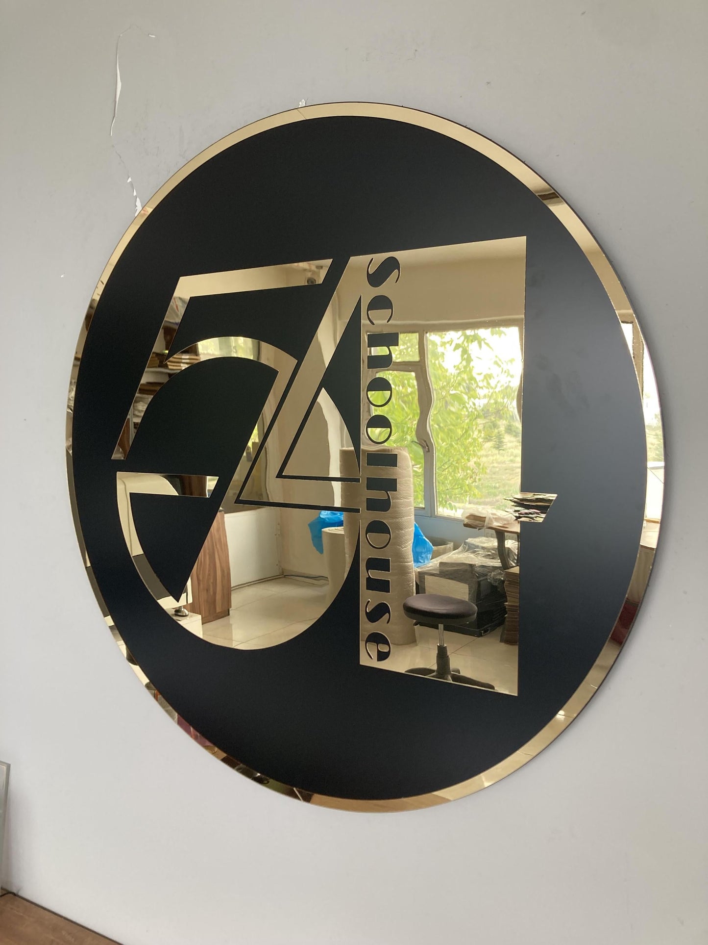 Business Round Mirror Logo Sign, Custom 3D Acrylic Sign, Modern Office Wall Decor, Personalized Company Logo, Reception Desk Sign