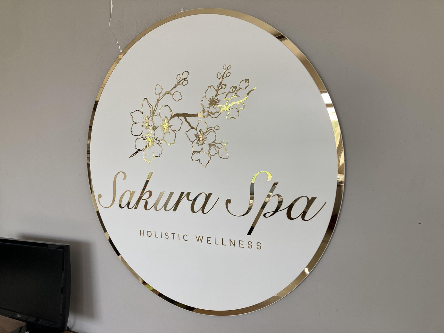 Business Round Mirror Logo Sign, Custom 3D Acrylic Sign, Modern Office Wall Decor, Personalized Company Logo, Reception Desk Sign