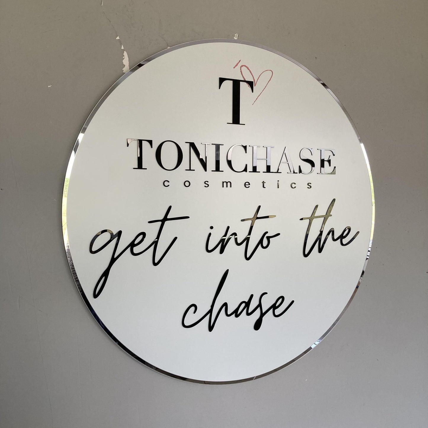 Business Round Mirror Logo Sign, Custom 3D Acrylic Sign, Modern Office Wall Decor, Personalized Company Logo, Reception Desk Sign