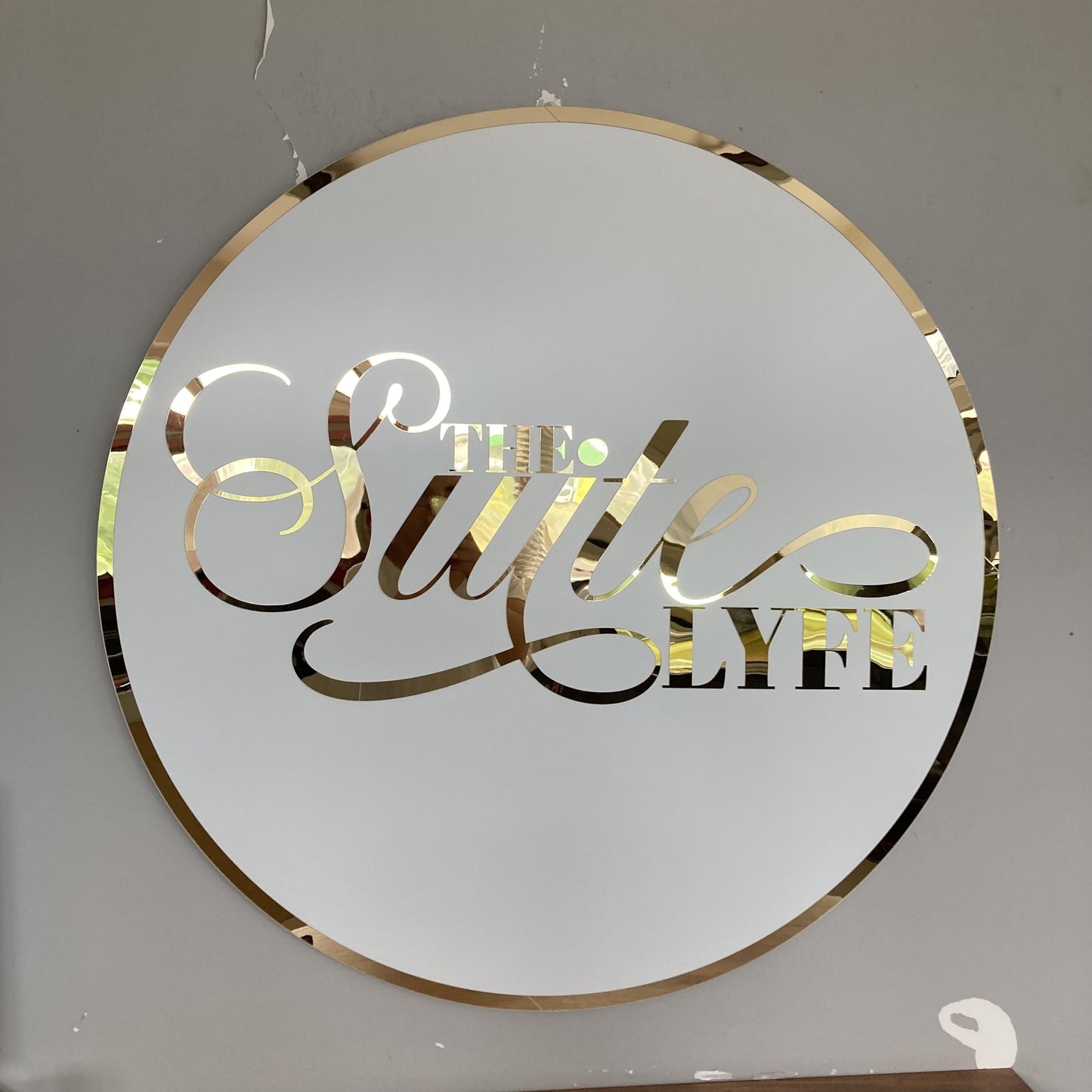 Business Round Mirror Logo Sign, Custom 3D Acrylic Sign, Modern Office Wall Decor, Personalized Company Logo, Reception Desk Sign