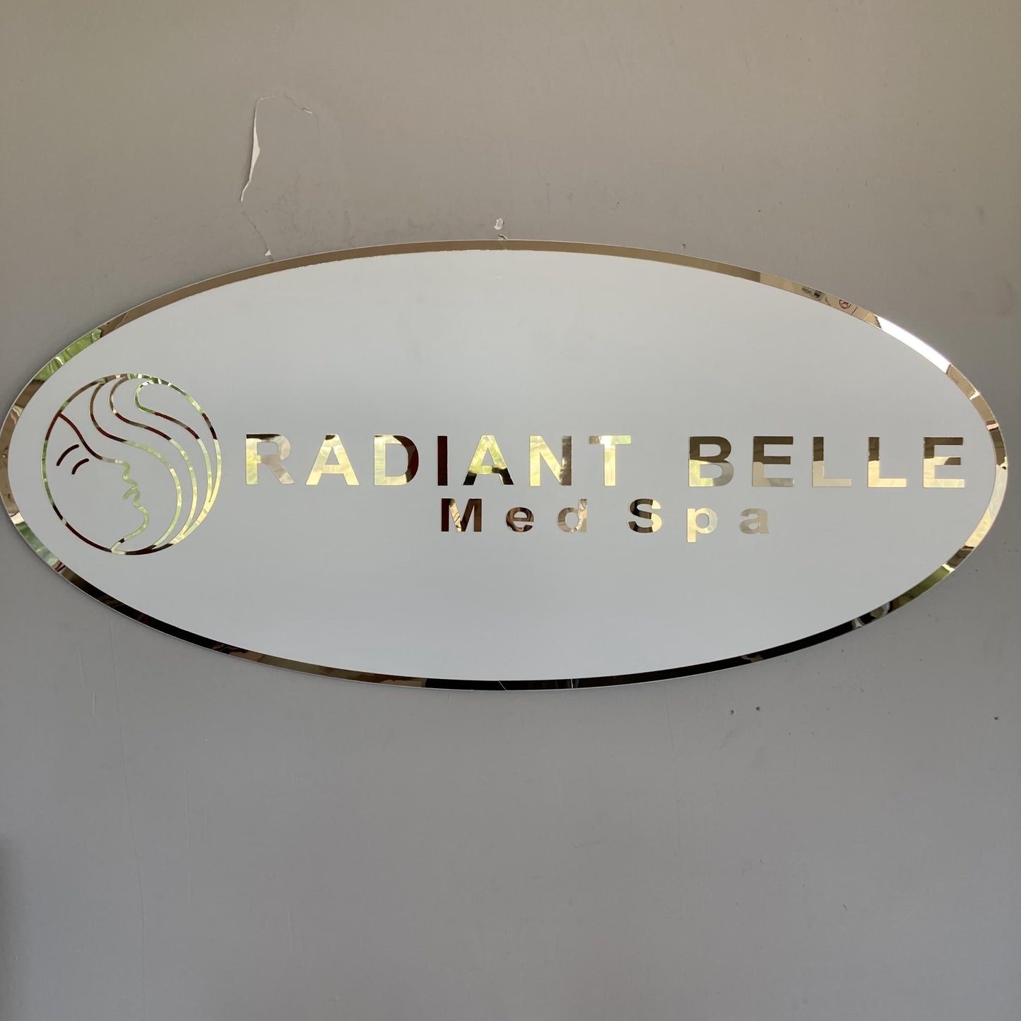 Business Oval Mirror Logo Sign, Custom 3D Acrylic Sign, Modern Office Wall Decor, Personalized Company Logo, Reception Desk Sign
