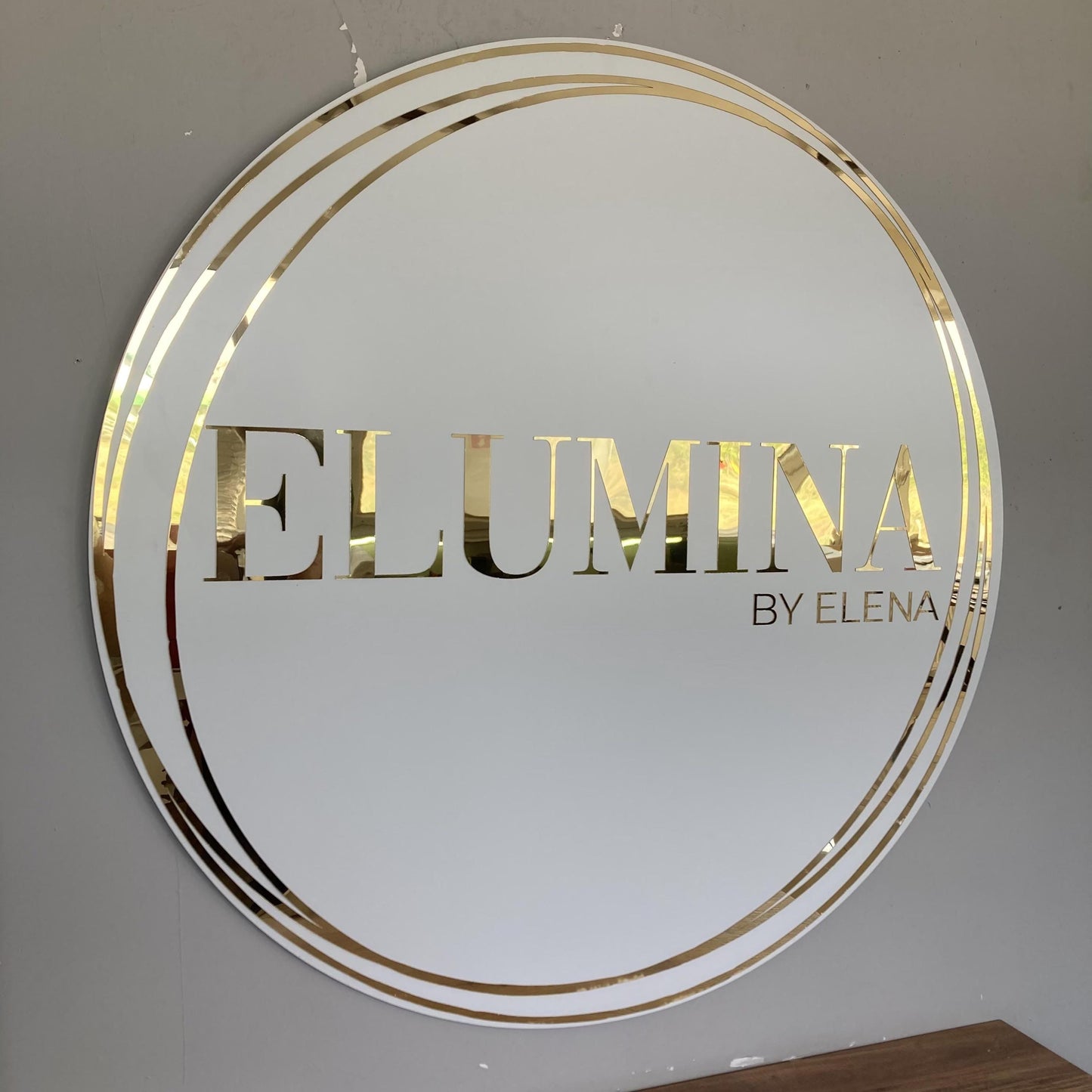 Business Round Mirror Logo Sign, Custom 3D Acrylic Sign, Modern Office Wall Decor, Personalized Company Logo, Reception Desk Sign