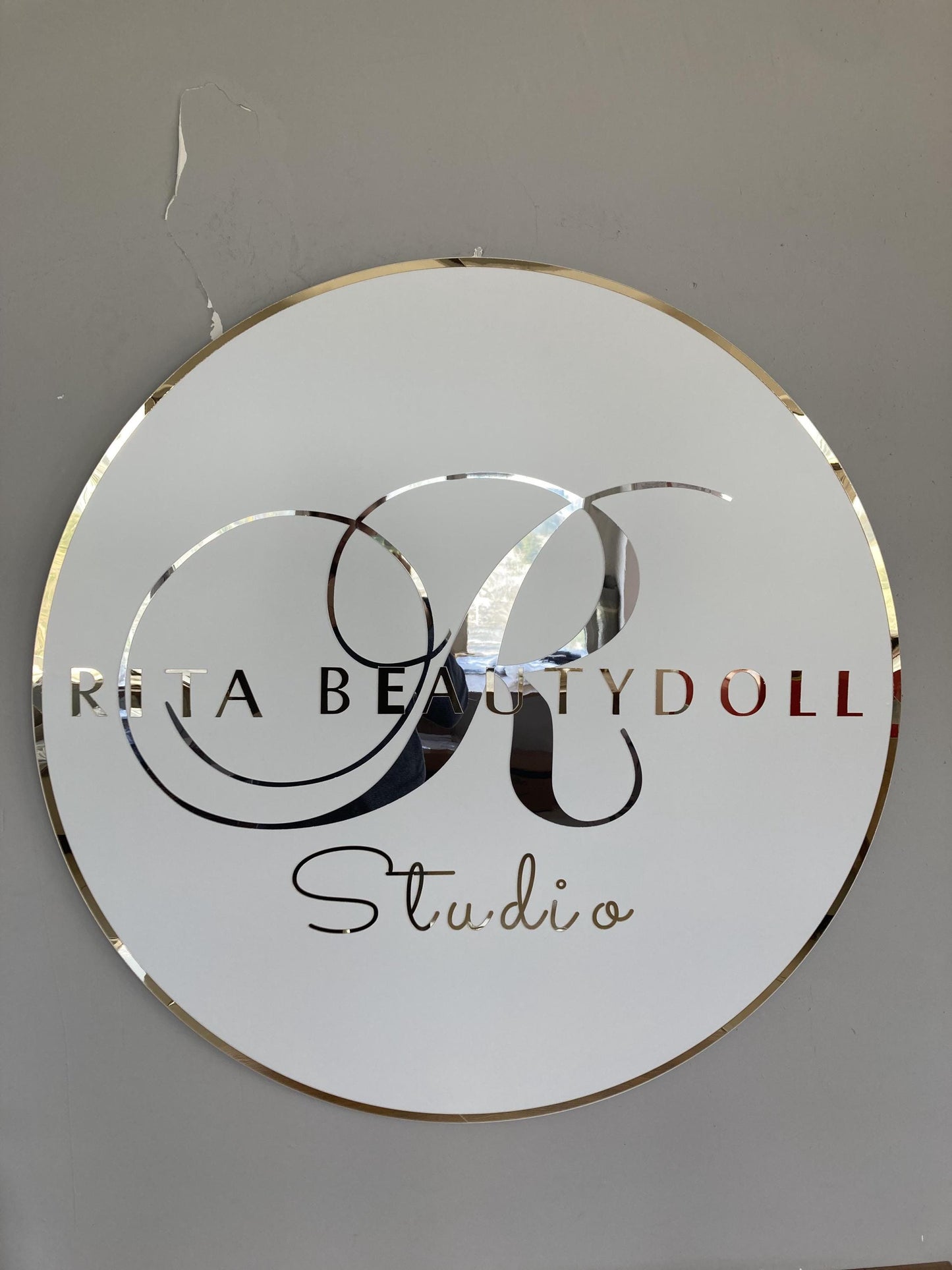 Business Round Mirror Logo Sign, Custom 3D Acrylic Sign, Modern Office Wall Decor, Personalized Company Logo, Reception Desk Sign