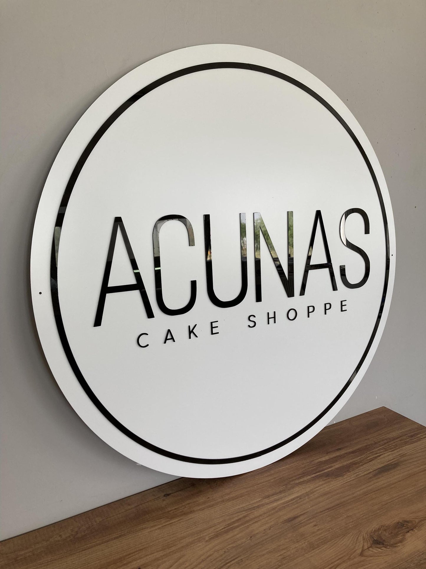 Business Round Mirror Logo Sign, Custom 3D Acrylic Sign, Modern Office Wall Decor, Personalized Company Logo, Reception Desk Sign