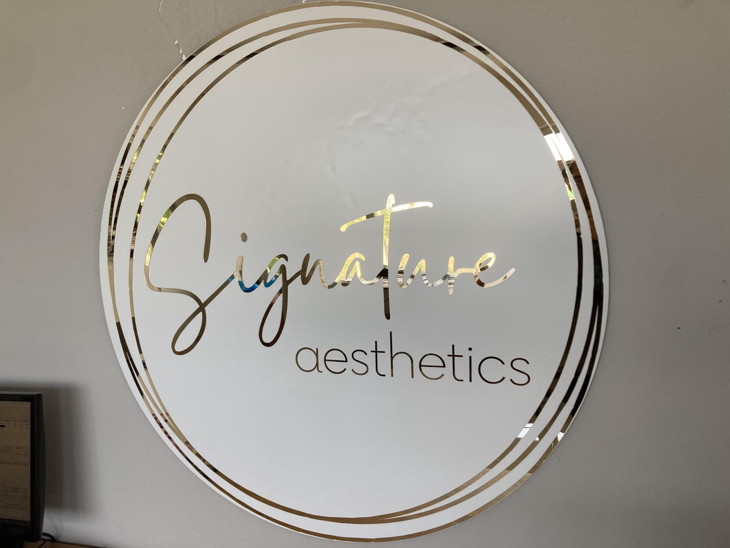 Business Round Mirror Logo Sign, Custom 3D Acrylic Sign, Modern Office Wall Decor, Personalized Company Logo, Reception Desk Sign