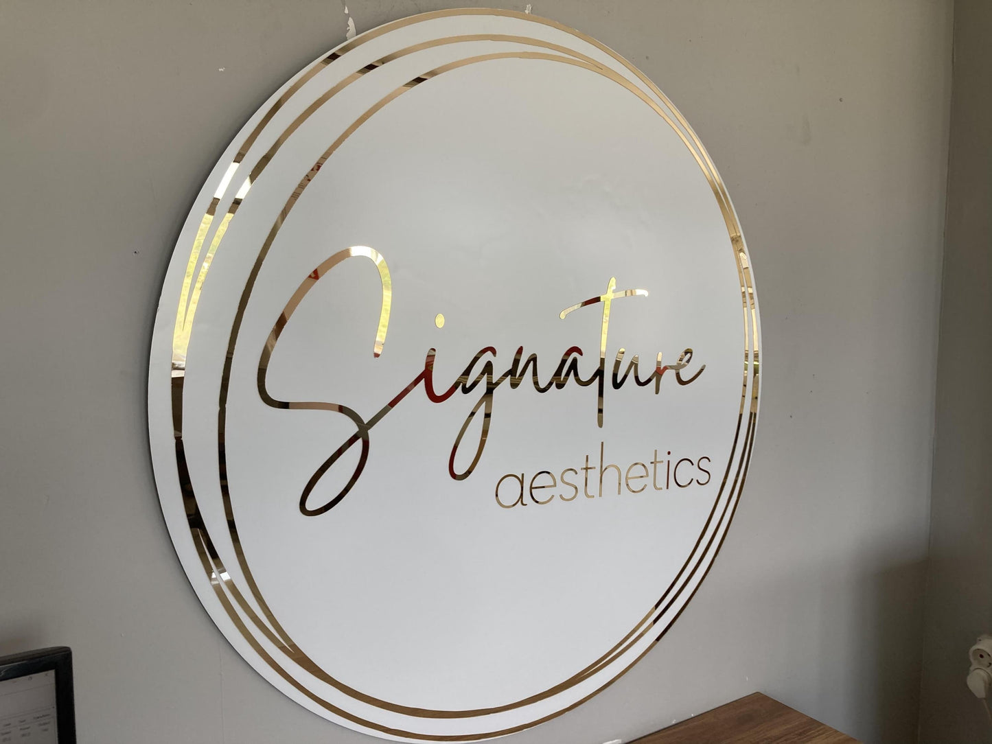 Business Round Mirror Logo Sign, Custom 3D Acrylic Sign, Modern Office Wall Decor, Personalized Company Logo, Reception Desk Sign
