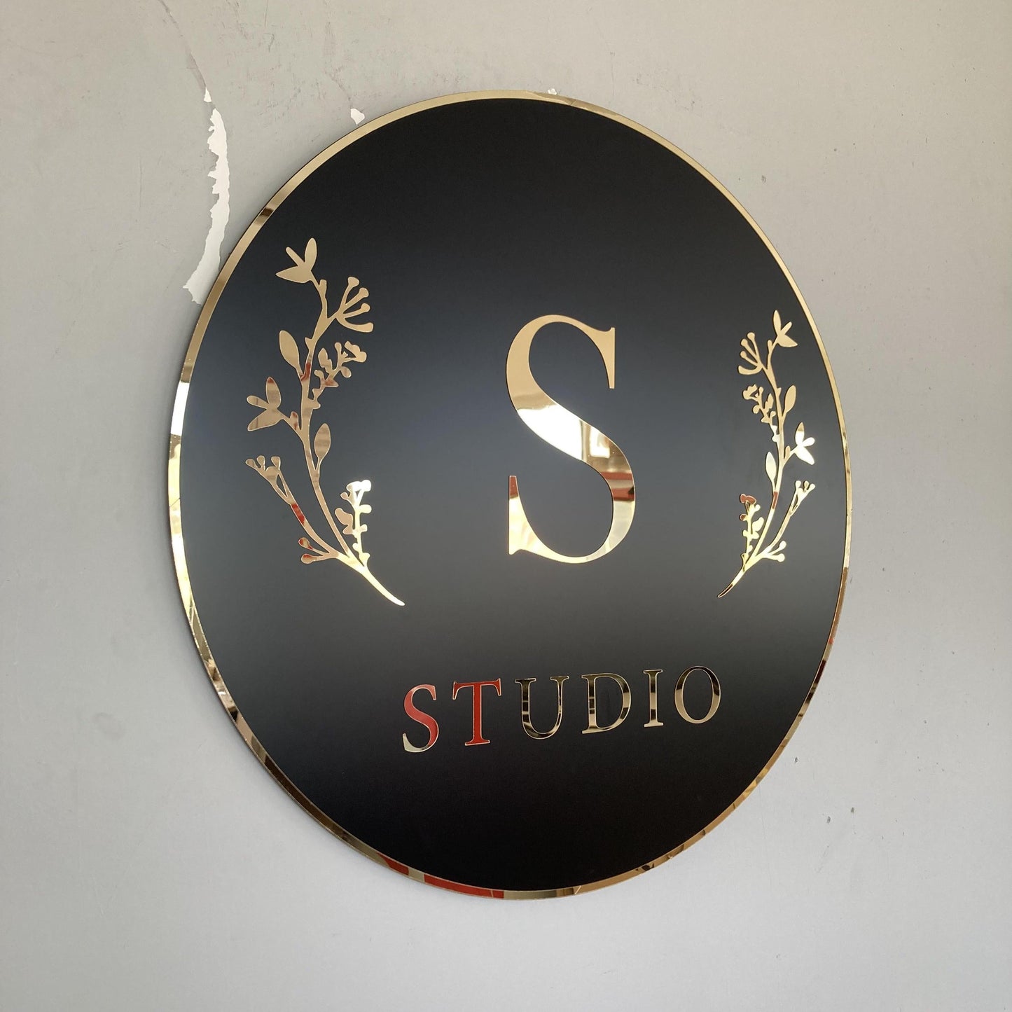 Business Round Mirror Logo Sign, Custom 3D Acrylic Sign, Modern Office Wall Decor, Personalized Company Logo, Reception Desk Sign