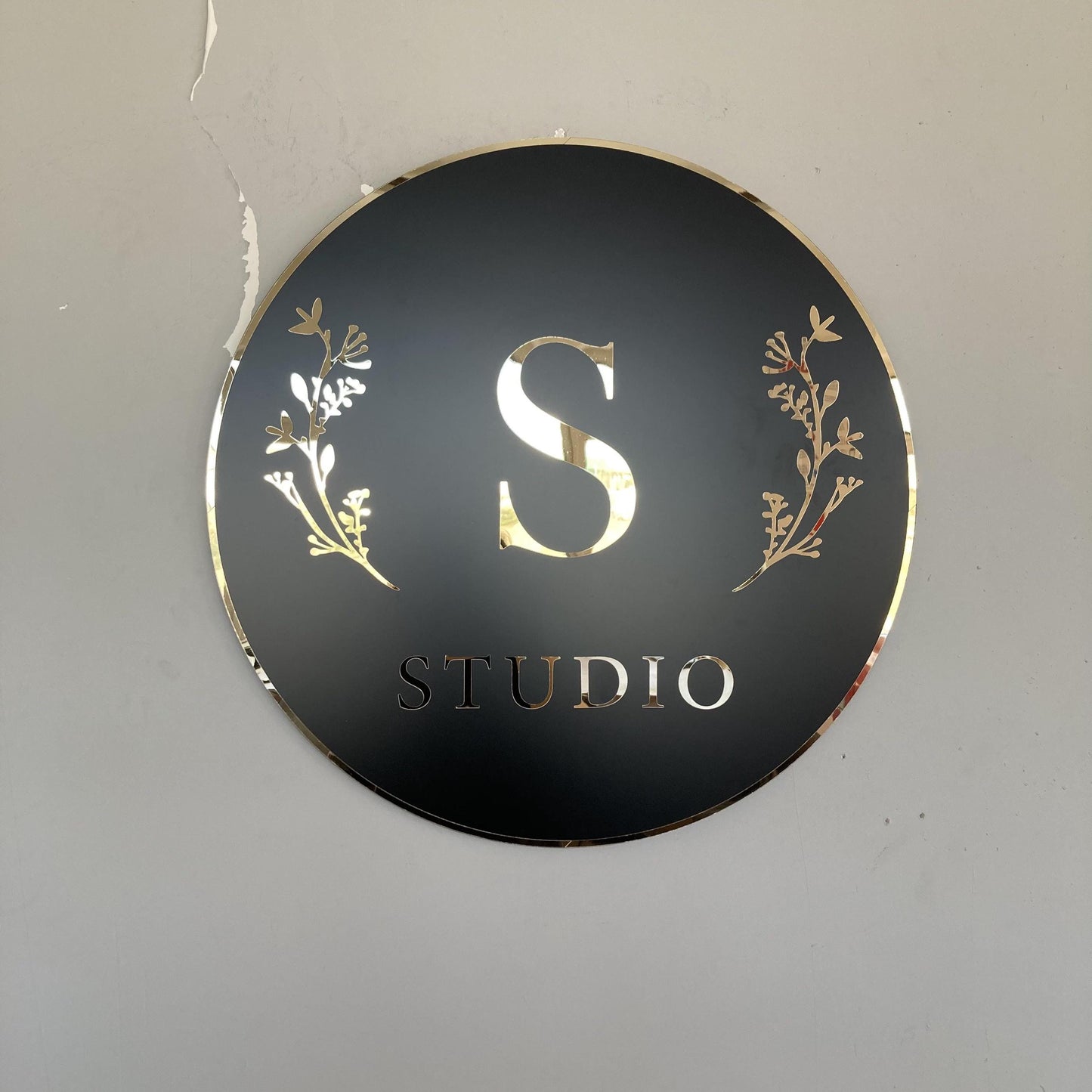 Business Round Mirror Logo Sign, Custom 3D Acrylic Sign, Modern Office Wall Decor, Personalized Company Logo, Reception Desk Sign
