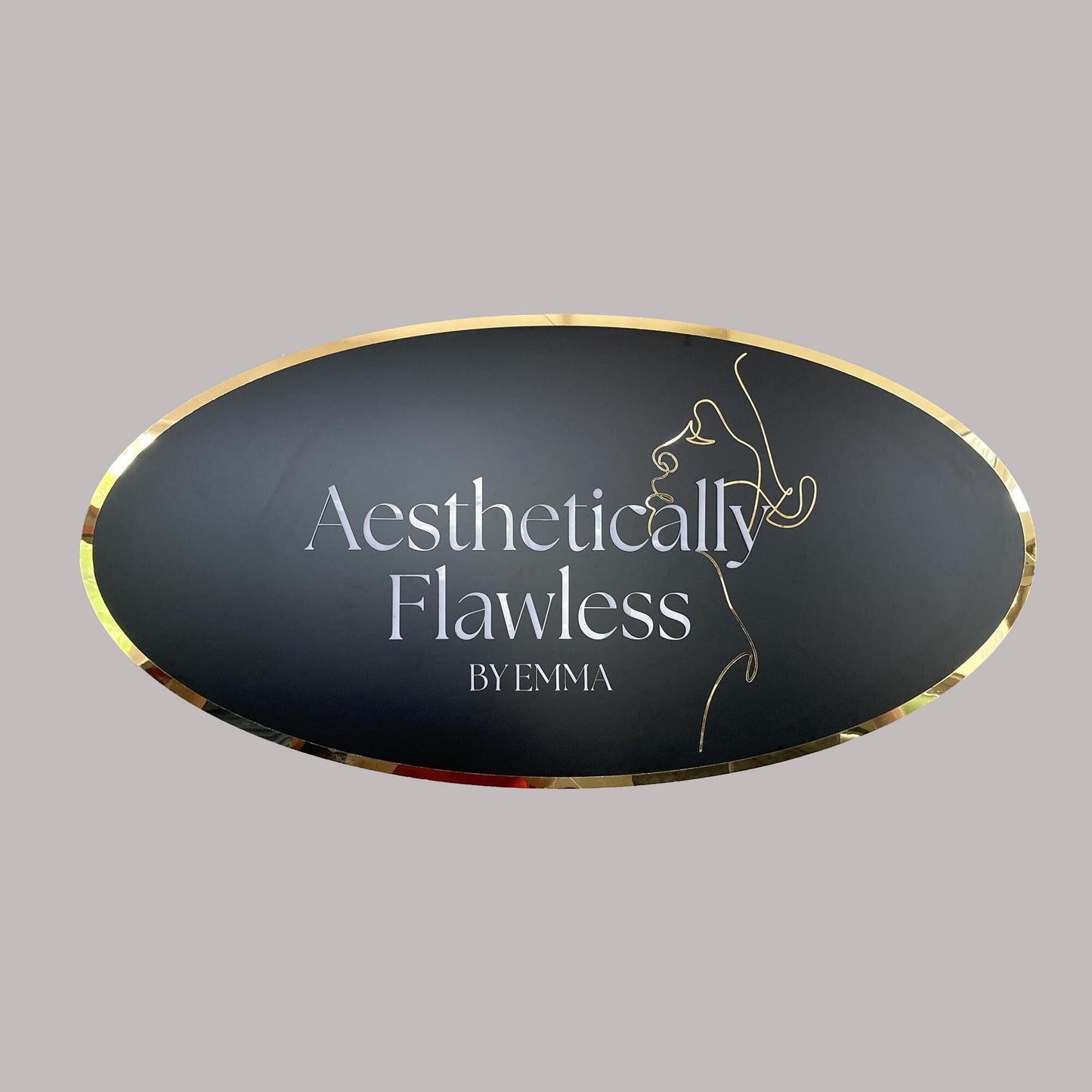 Business Oval Mirror Logo Sign, Custom 3D Acrylic Sign, Modern Office Wall Decor, Personalized Company Logo, Reception Desk Sign