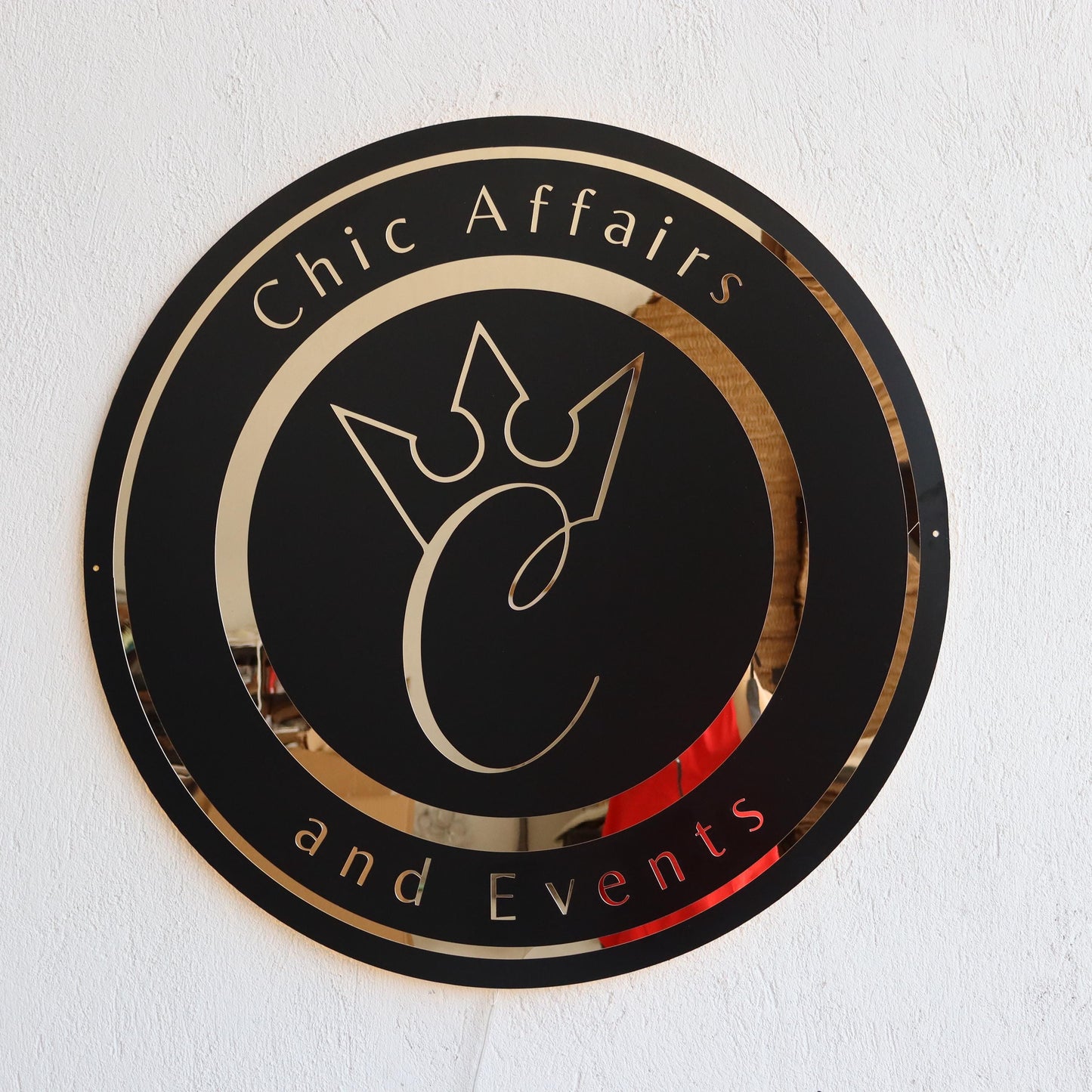 Business Black Round Mirror Logo Sign, Custom 3D Acrylic Sign, Modern Office Wall Decor, Personalized Company Logo, Reception Desk Sign