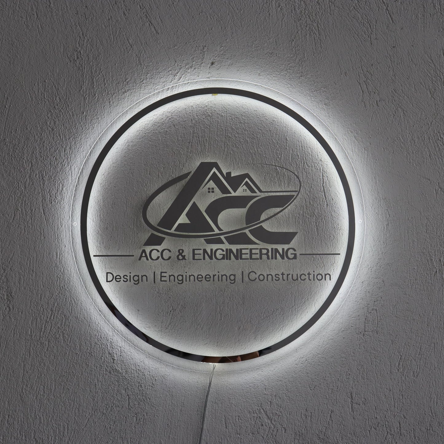 Custom Silver Neon Sign Business Logo, Backlit Acrylic Sign, Personalized Business Name Sign, Salon Wall Decor, Office Sign, Storefront Sign