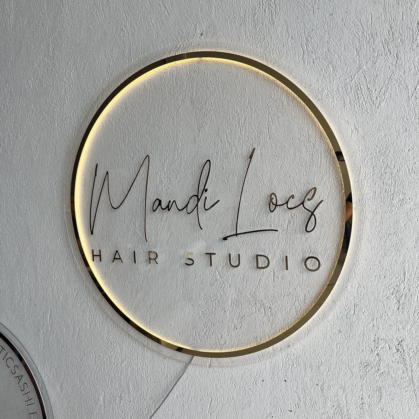 Gold Mirror Custom Sign Business Logo, Backlit Acrylic Sign, Personalized Business Name Sign, Salon Wall Decor, Office Sign, Storefront Sign