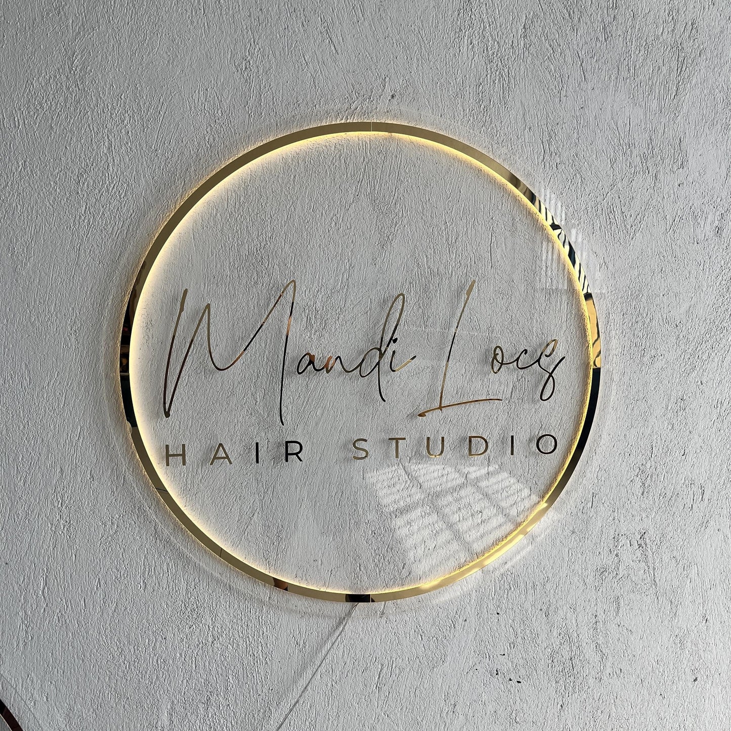 Gold Mirror Custom Sign Business Logo, Backlit Acrylic Sign, Personalized Business Name Sign, Salon Wall Decor, Office Sign, Storefront Sign