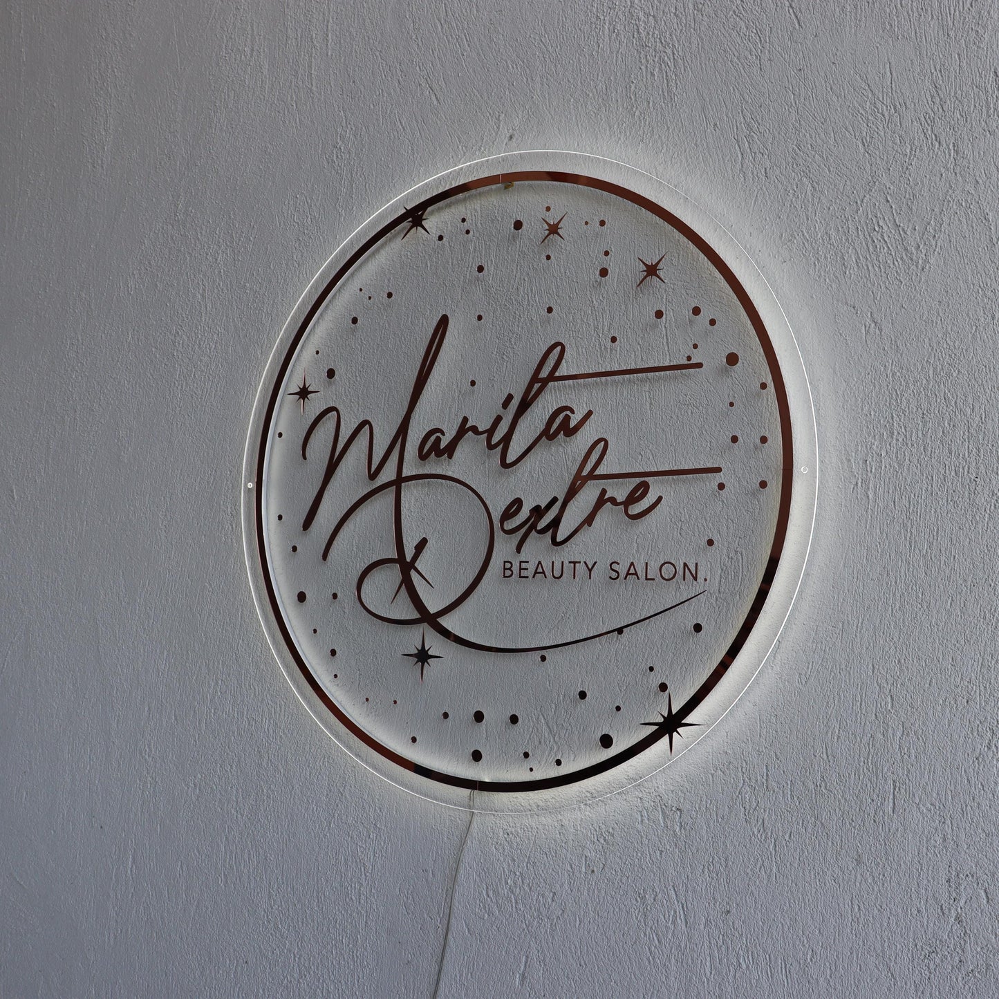Rose Gold Mirror Custom Sign Business Logo, Backlit Acrylic Sign, Personalized Business Name Sign, Salon Wall Decor, Office Storefront Sign