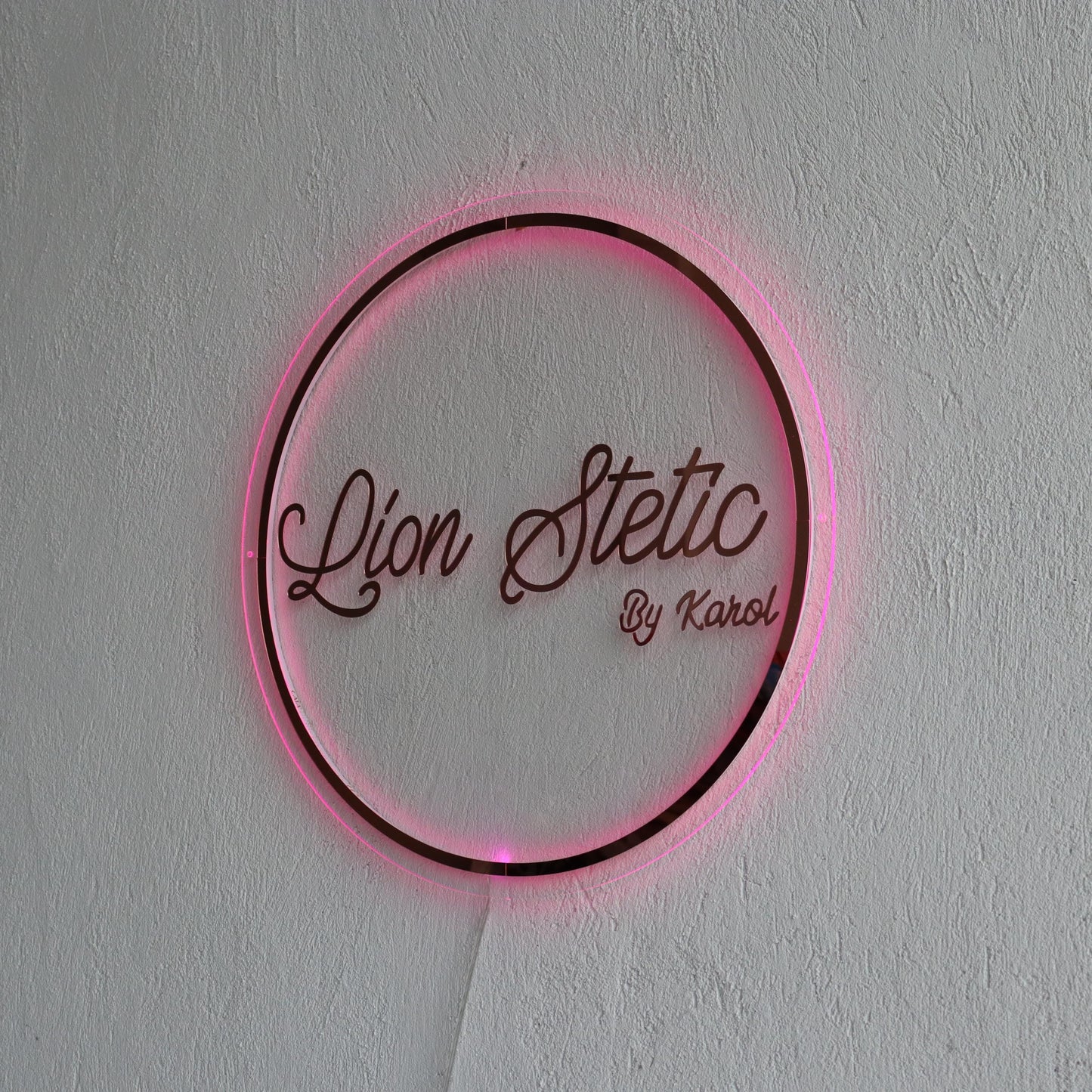 Rose Gold Mirror Custom Sign Business Logo, Backlit Acrylic Sign, Personalized Business Name Sign, Salon Wall Decor, Office Storefront Sign