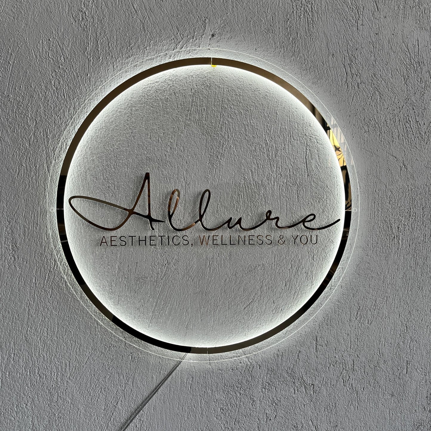 Gold Mirror Custom Sign Business Logo, Backlit Acrylic Sign, Personalized Business Name Sign, Salon Wall Decor, Office Sign, Storefront Sign