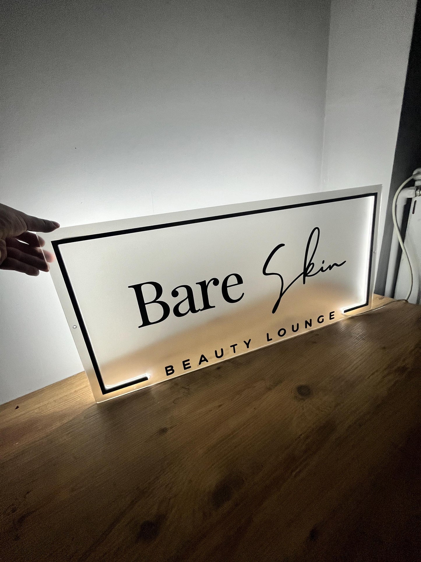 Frosted Acrylic Rectangle Custom Neon Sign, Backlit Acrylic Sign, Personalized Business Name Sign, Salon Wall Decor, Office Sign, Store Sign