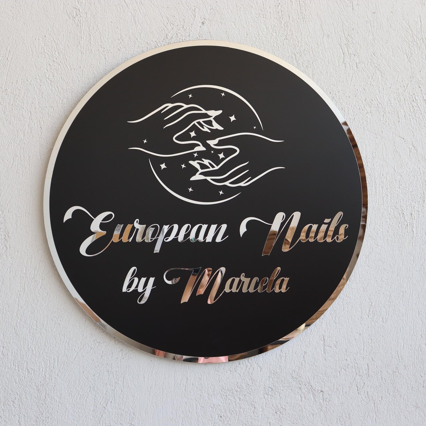 Business Round Mirror Logo Sign, Custom 3D Acrylic Sign, Modern Office Wall Decor, Personalized Company Logo, Reception Desk Sign