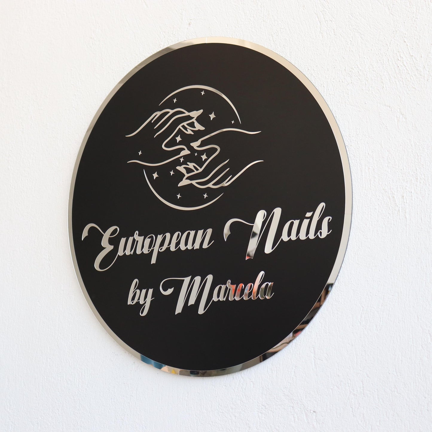 Business Round Mirror Logo Sign, Custom 3D Acrylic Sign, Modern Office Wall Decor, Personalized Company Logo, Reception Desk Sign