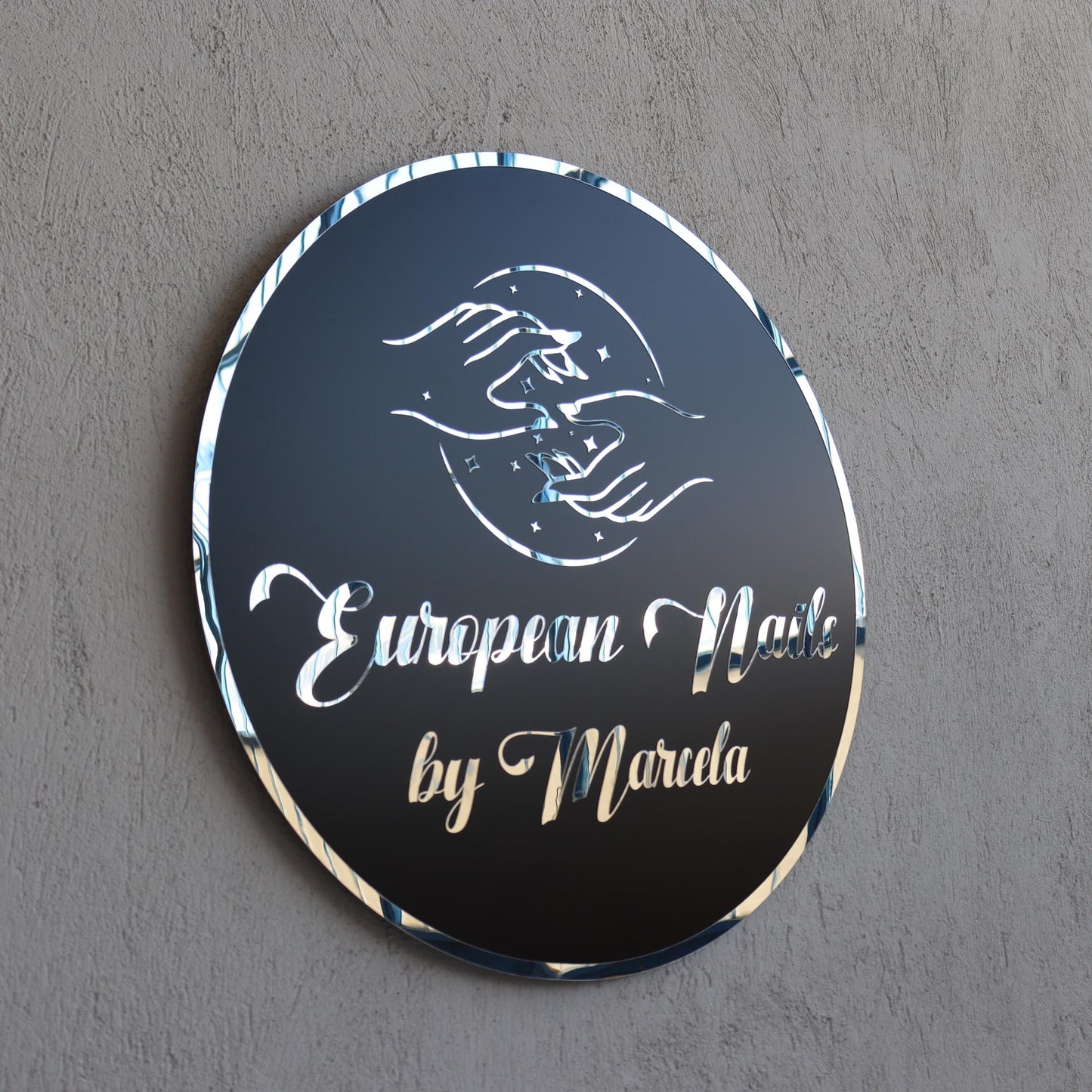 Business Round Mirror Logo Sign, Custom 3D Acrylic Sign, Modern Office Wall Decor, Personalized Company Logo, Reception Desk Sign